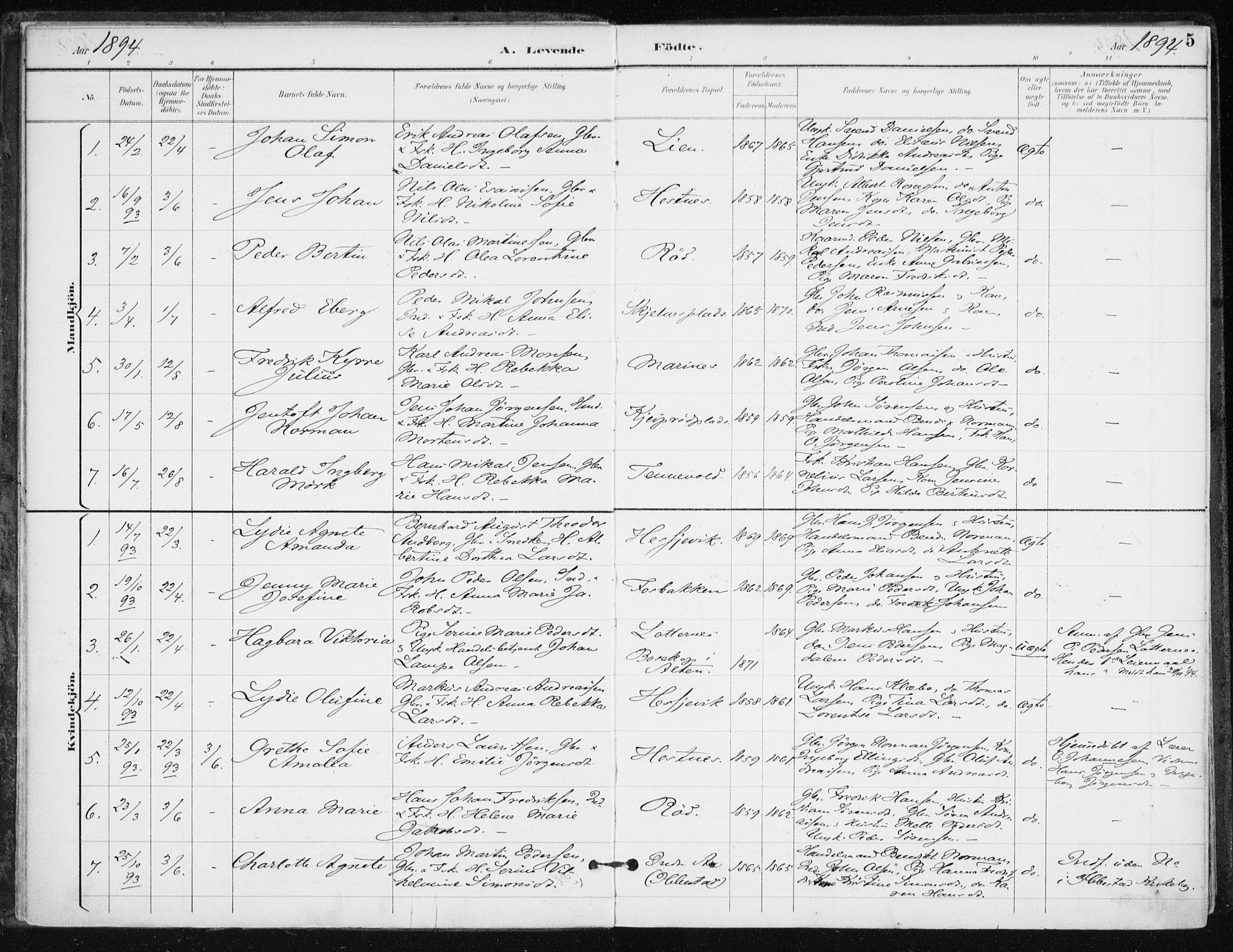 Salangen sokneprestembete, SATØ/S-1324/H/Ha/L0001kirke: Parish register (official) no. 1, 1893-1911, p. 5
