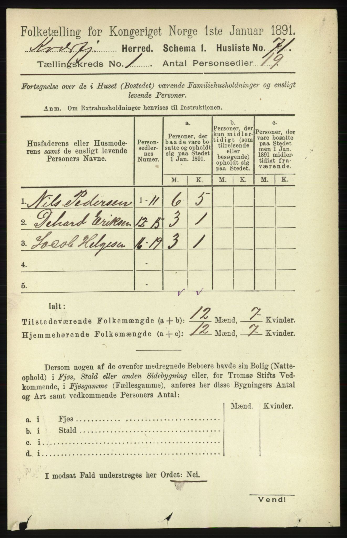 RA, 1891 census for 1911 Kvæfjord, 1891, p. 91