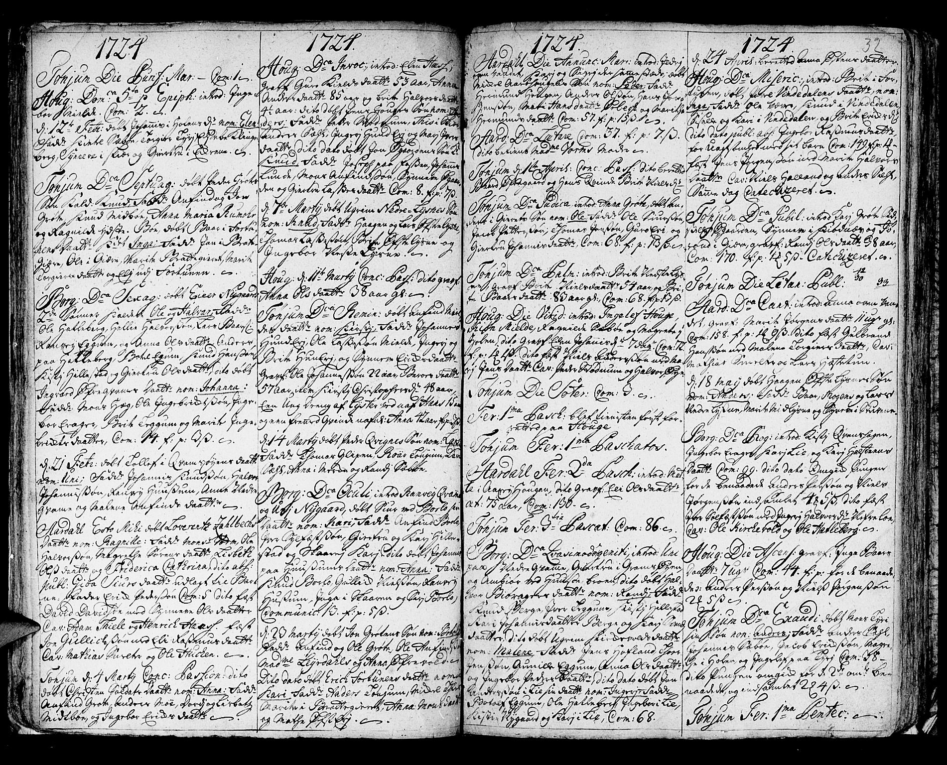 Lærdal sokneprestembete, SAB/A-81201: Parish register (official) no. A 1, 1711-1752, p. 32