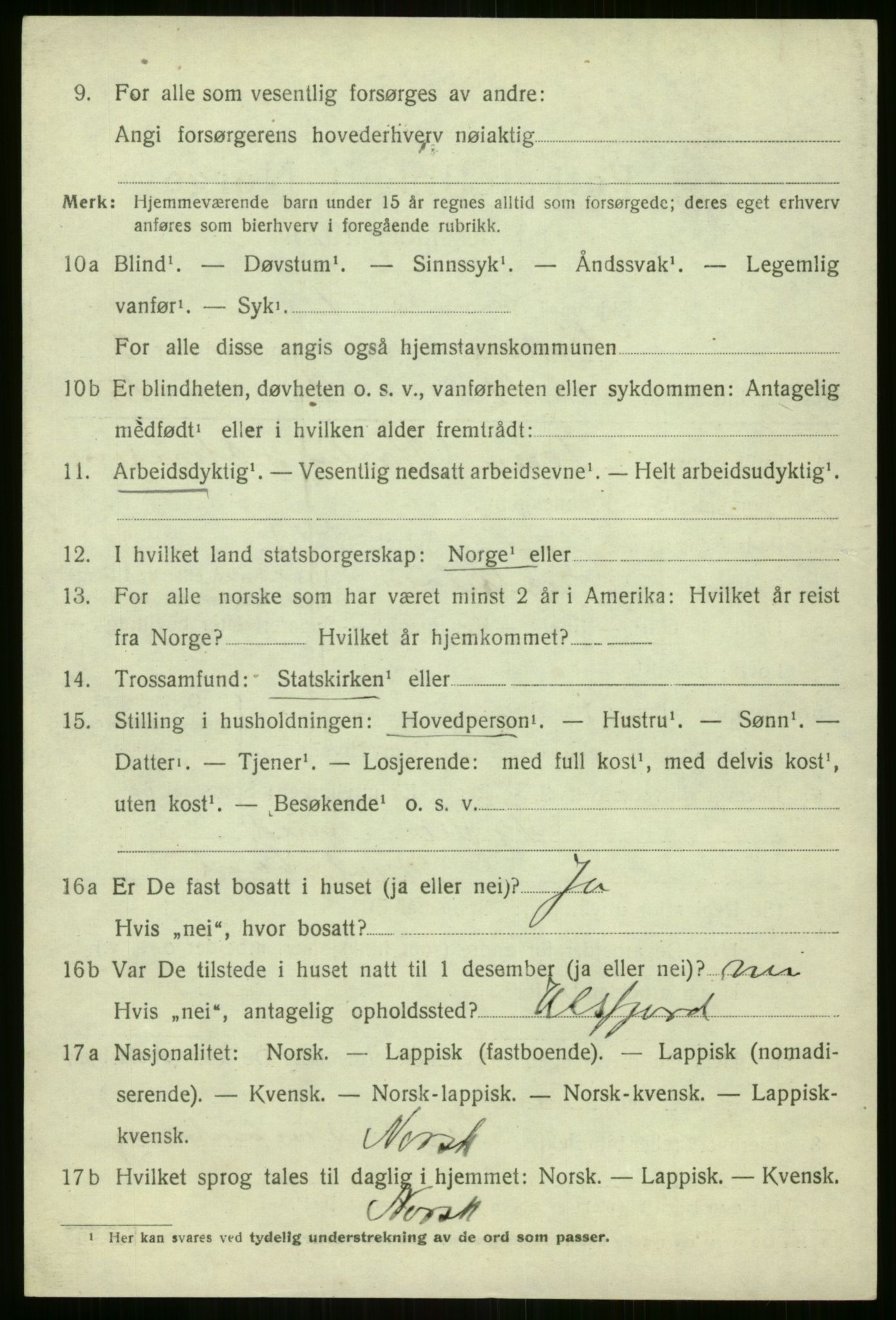 SATØ, 1920 census for Sørreisa, 1920, p. 1450