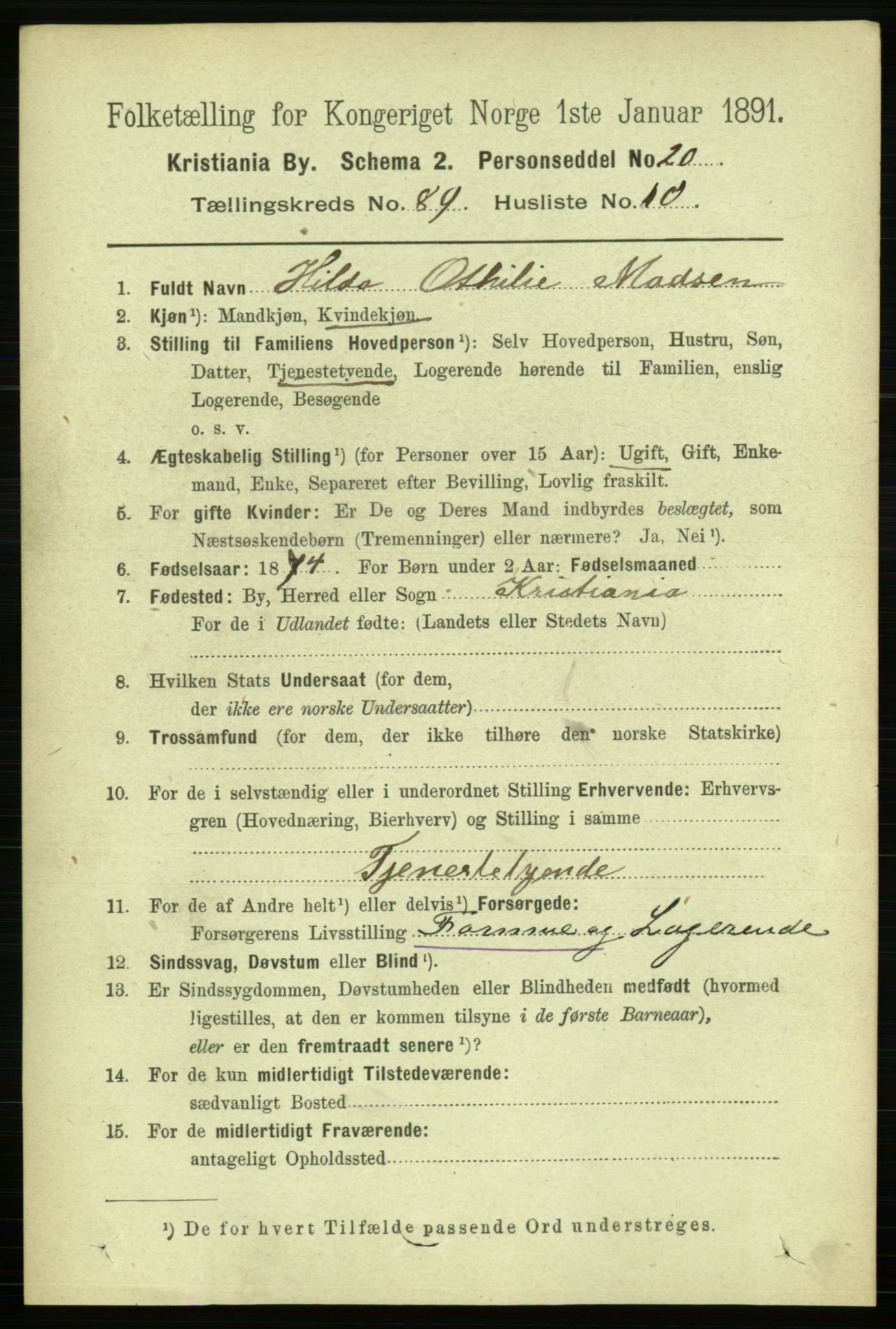 RA, 1891 census for 0301 Kristiania, 1891, p. 44322