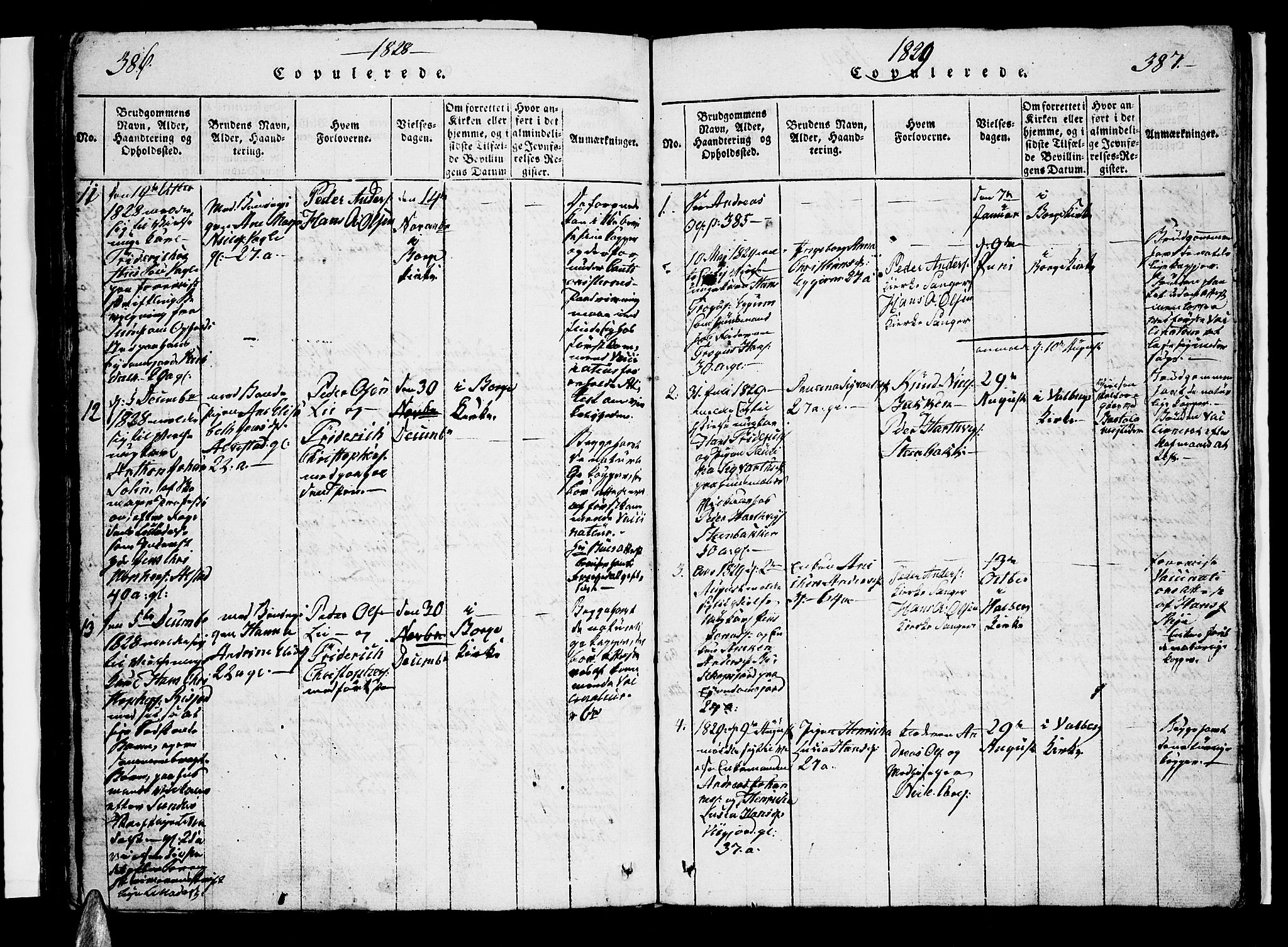 Ministerialprotokoller, klokkerbøker og fødselsregistre - Nordland, AV/SAT-A-1459/880/L1130: Parish register (official) no. 880A04, 1821-1843, p. 386-387