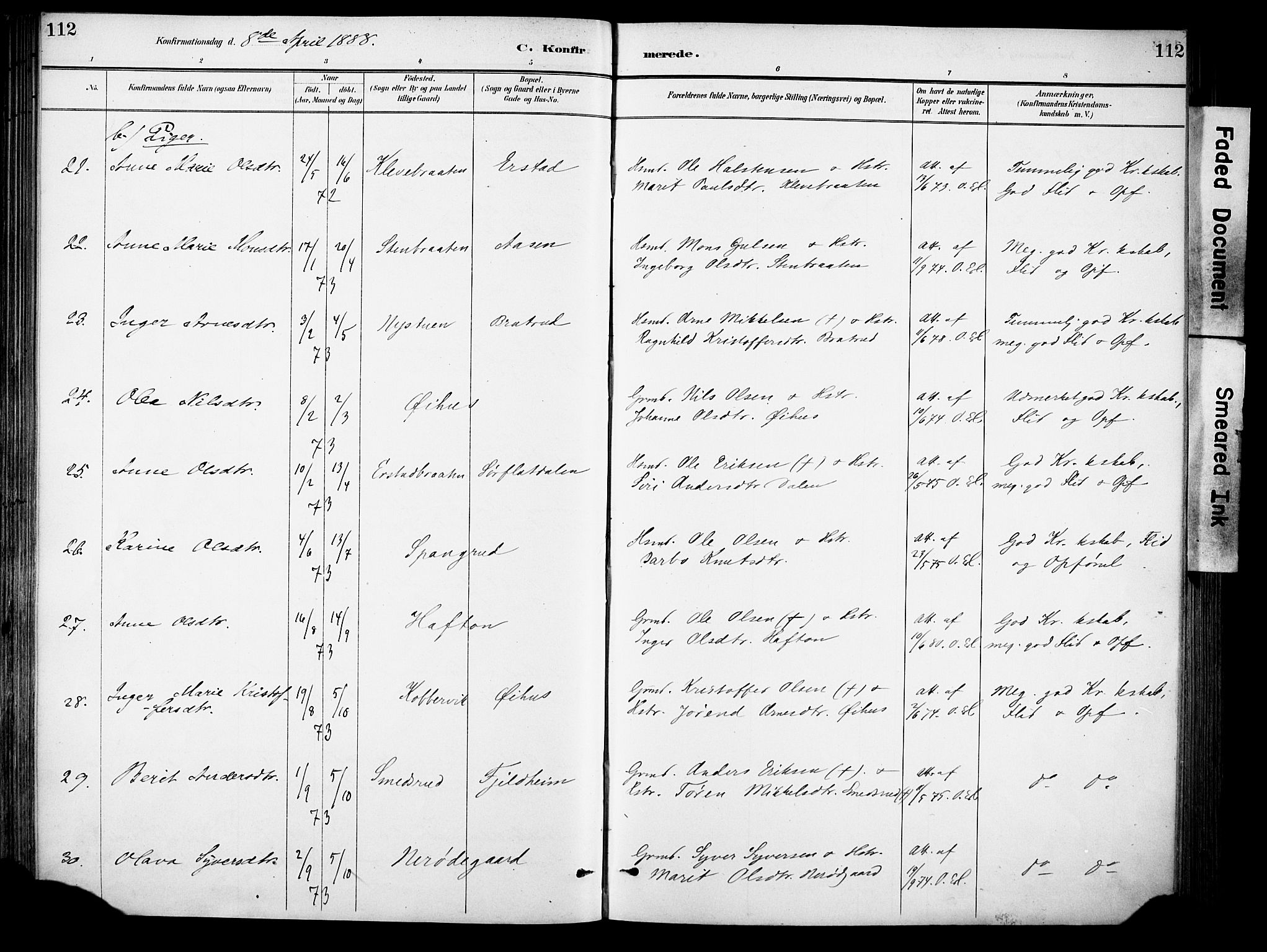 Sør-Aurdal prestekontor, SAH/PREST-128/H/Ha/Haa/L0009: Parish register (official) no. 9, 1886-1906, p. 112