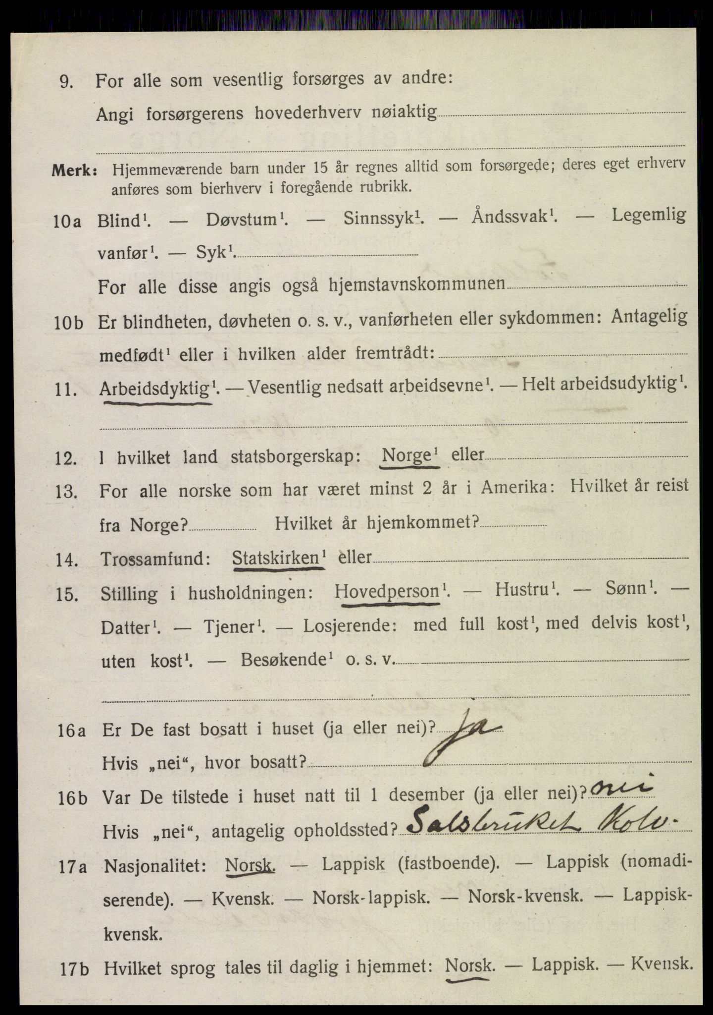 SAT, 1920 census for Foldereid, 1920, p. 377