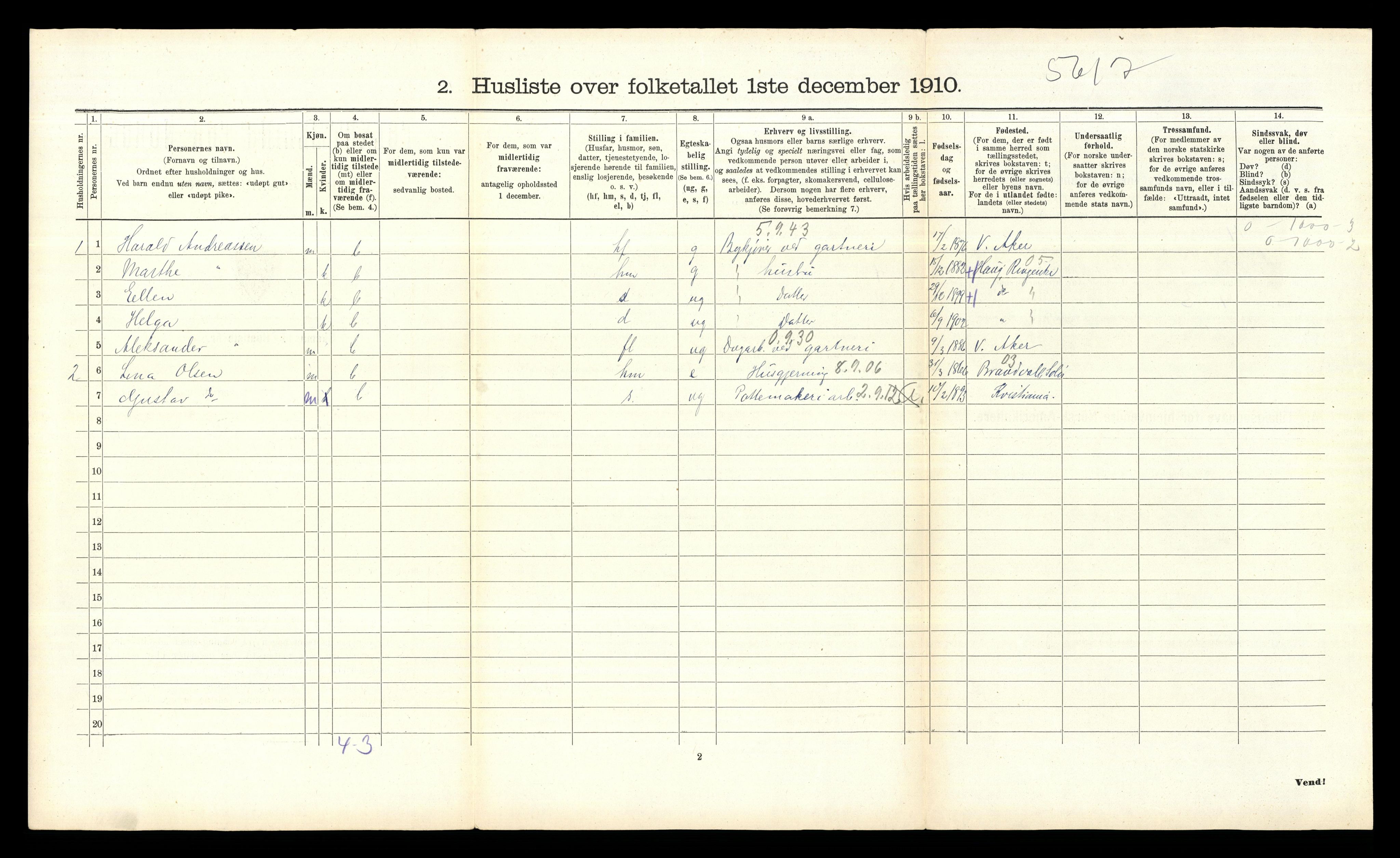 RA, 1910 census for Bærum, 1910, p. 1434