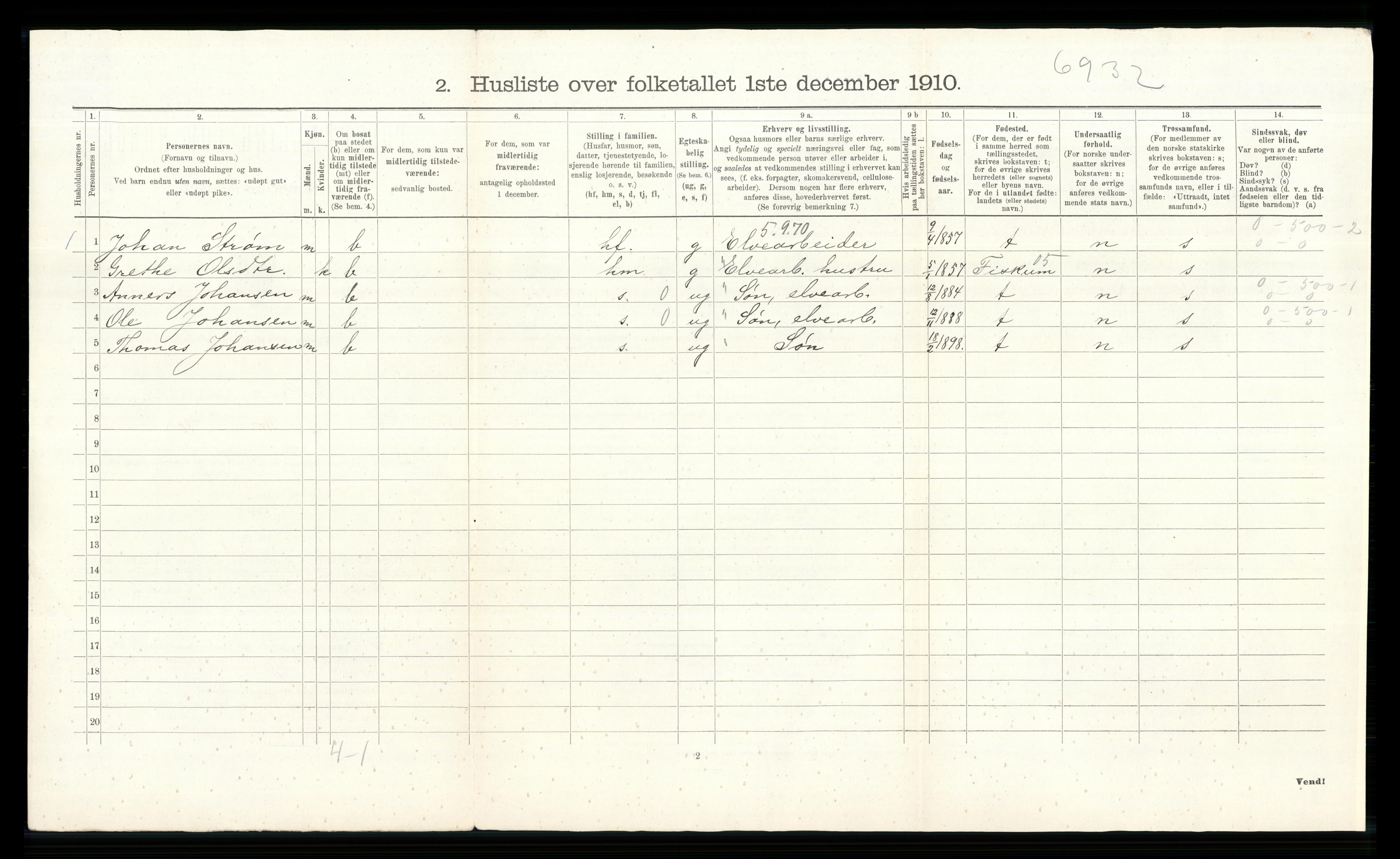 RA, 1910 census for Øvre Eiker, 1910, p. 3018