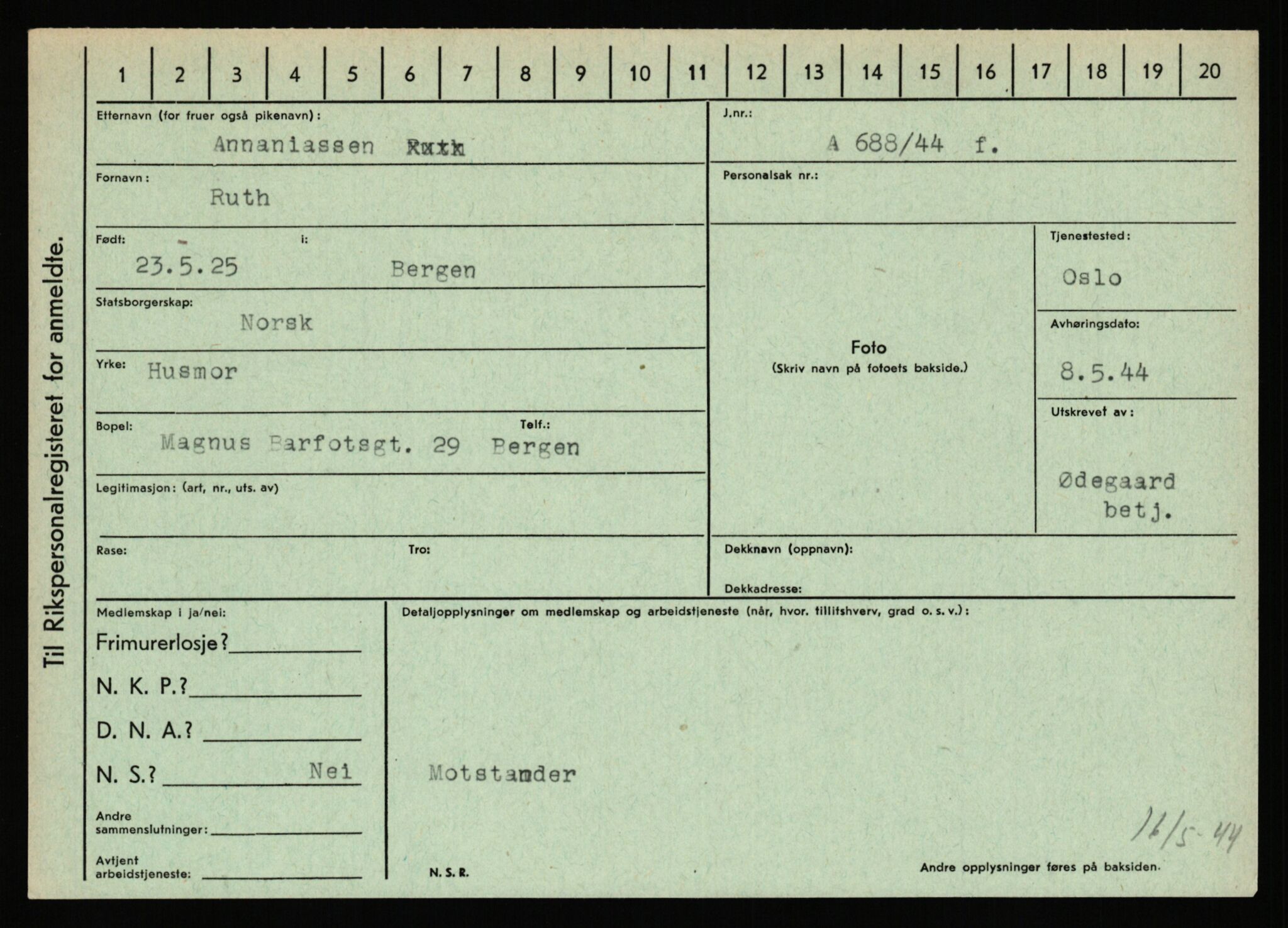 Statspolitiet - Hovedkontoret / Osloavdelingen, AV/RA-S-1329/C/Ca/L0001: Aabakken - Armann, 1943-1945, p. 4376