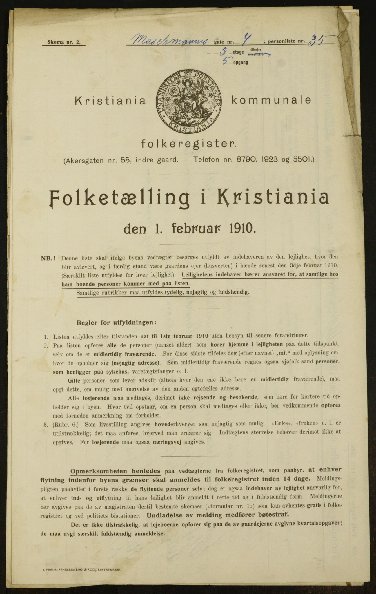 OBA, Municipal Census 1910 for Kristiania, 1910, p. 62702