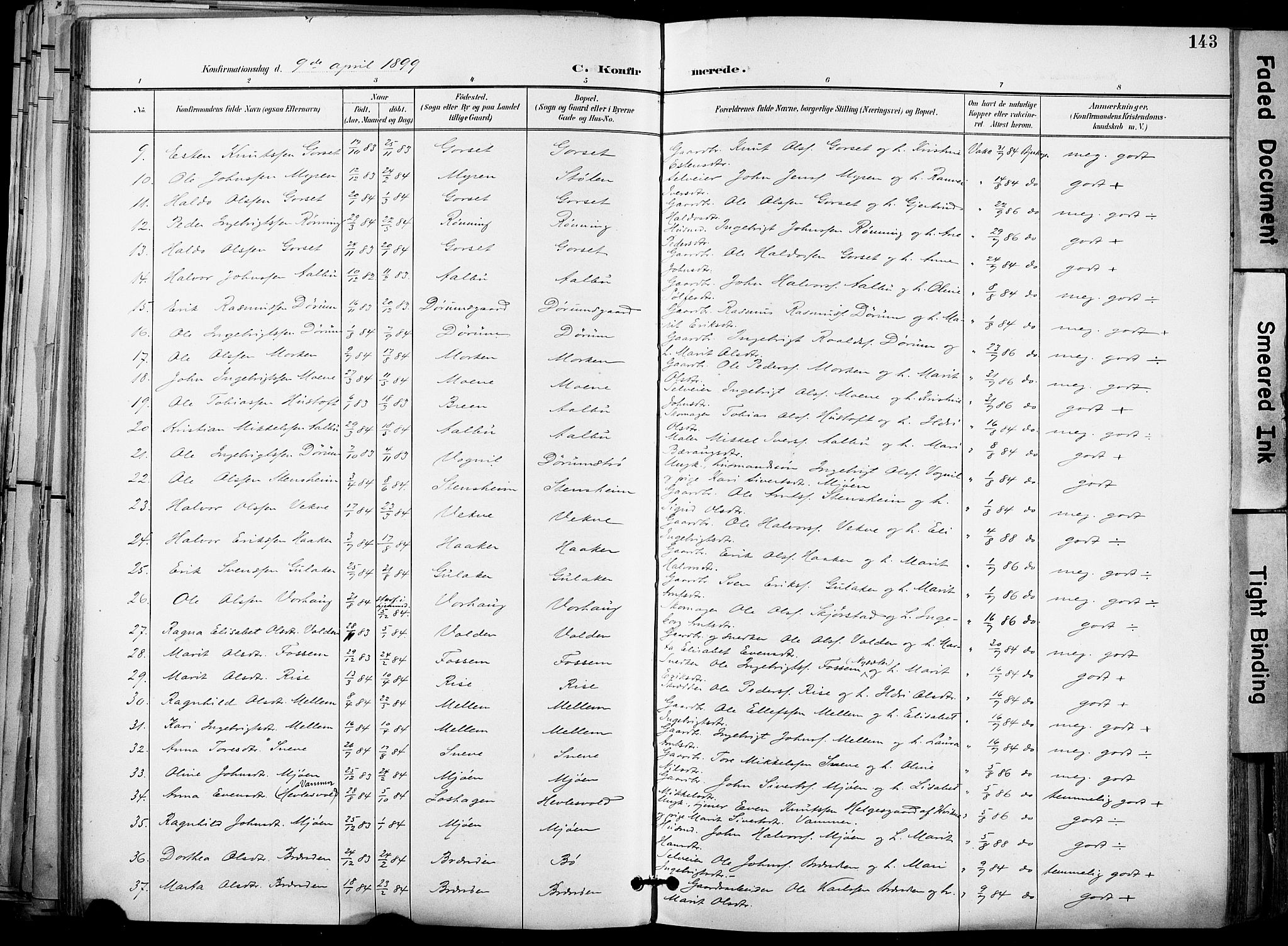Ministerialprotokoller, klokkerbøker og fødselsregistre - Sør-Trøndelag, SAT/A-1456/678/L0902: Parish register (official) no. 678A11, 1895-1911, p. 143