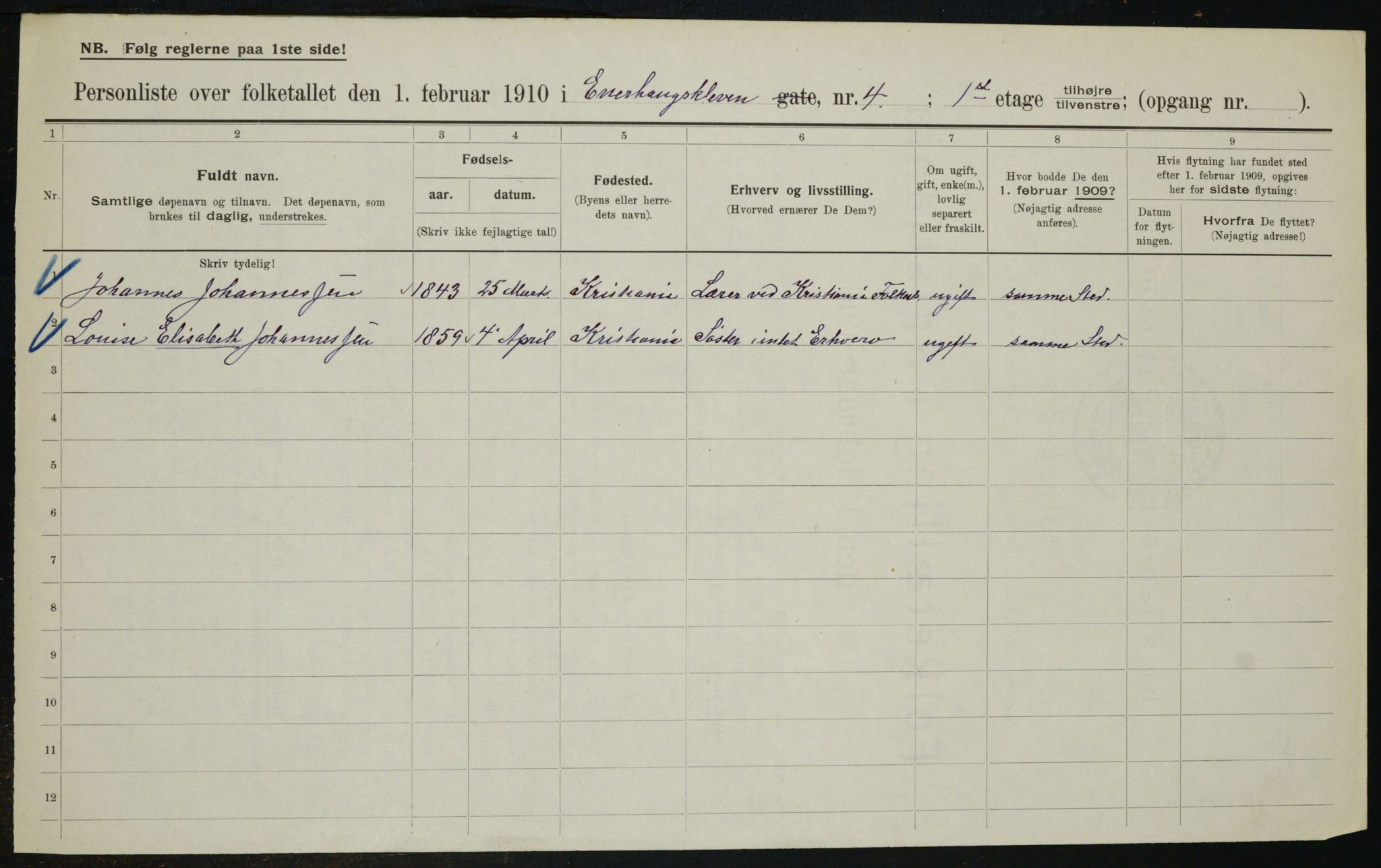 OBA, Municipal Census 1910 for Kristiania, 1910, p. 19873