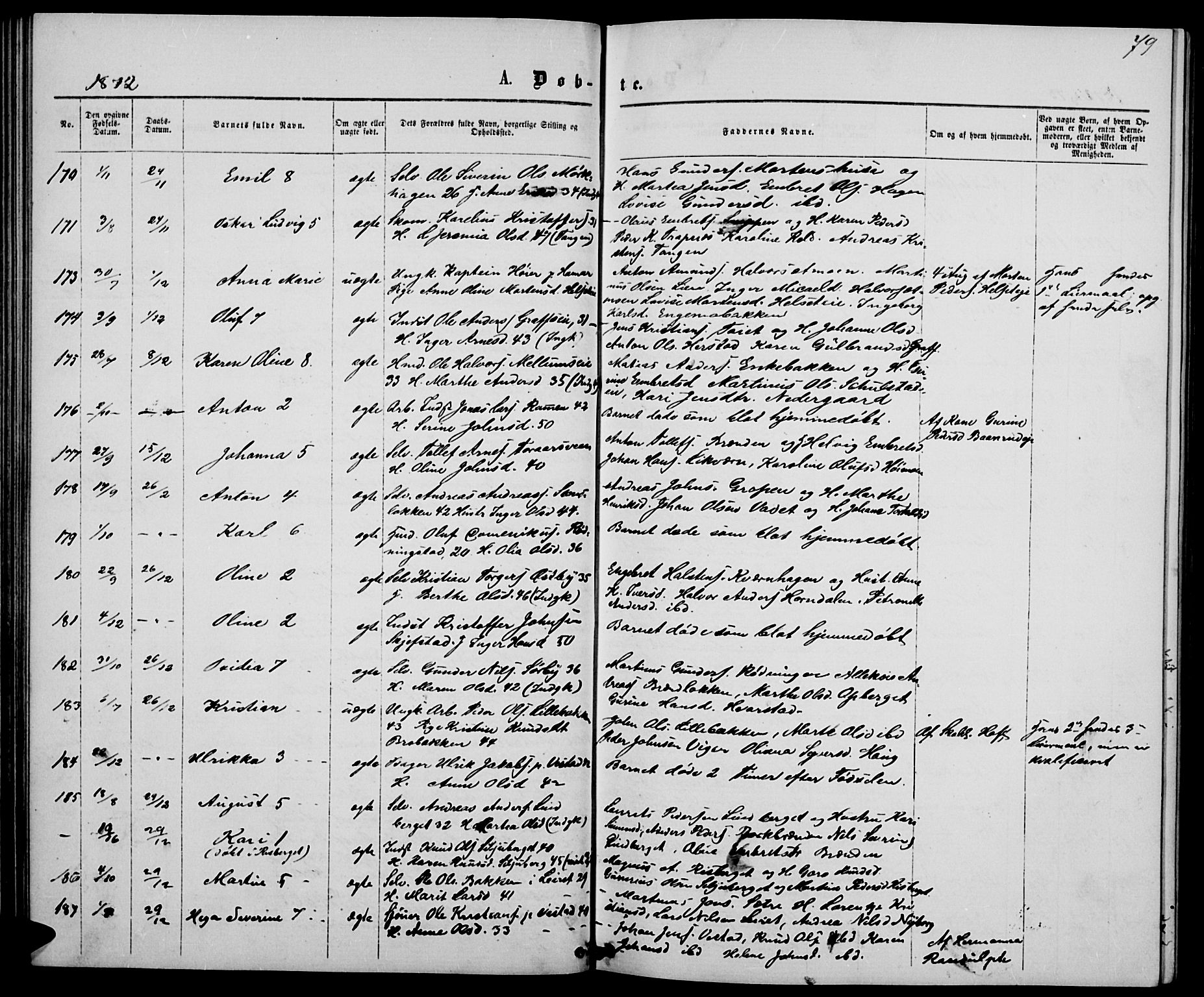 Elverum prestekontor, SAH/PREST-044/H/Ha/Hab/L0004: Parish register (copy) no. 4, 1866-1874, p. 79