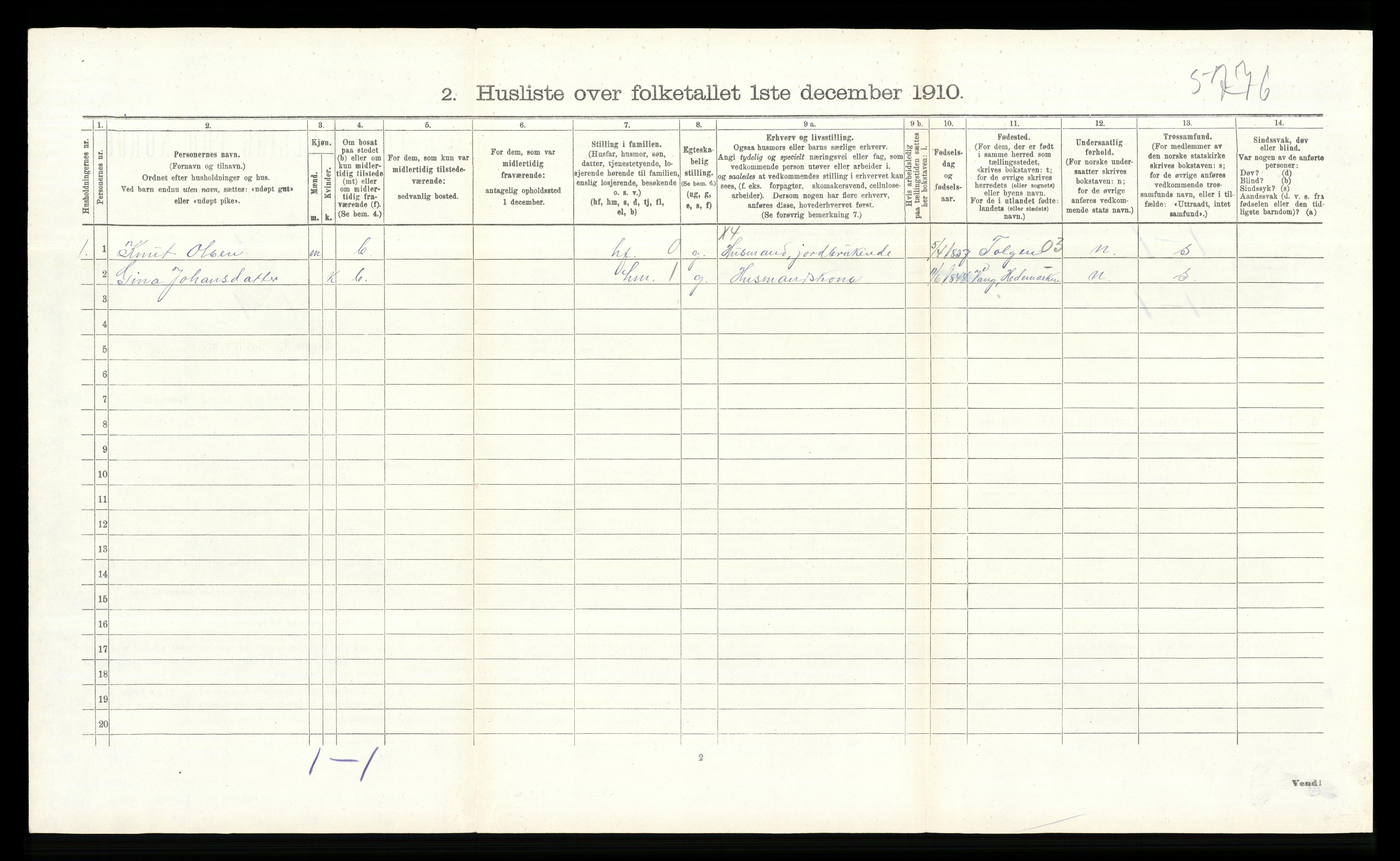 RA, 1910 census for Øvre Rendal, 1910, p. 395