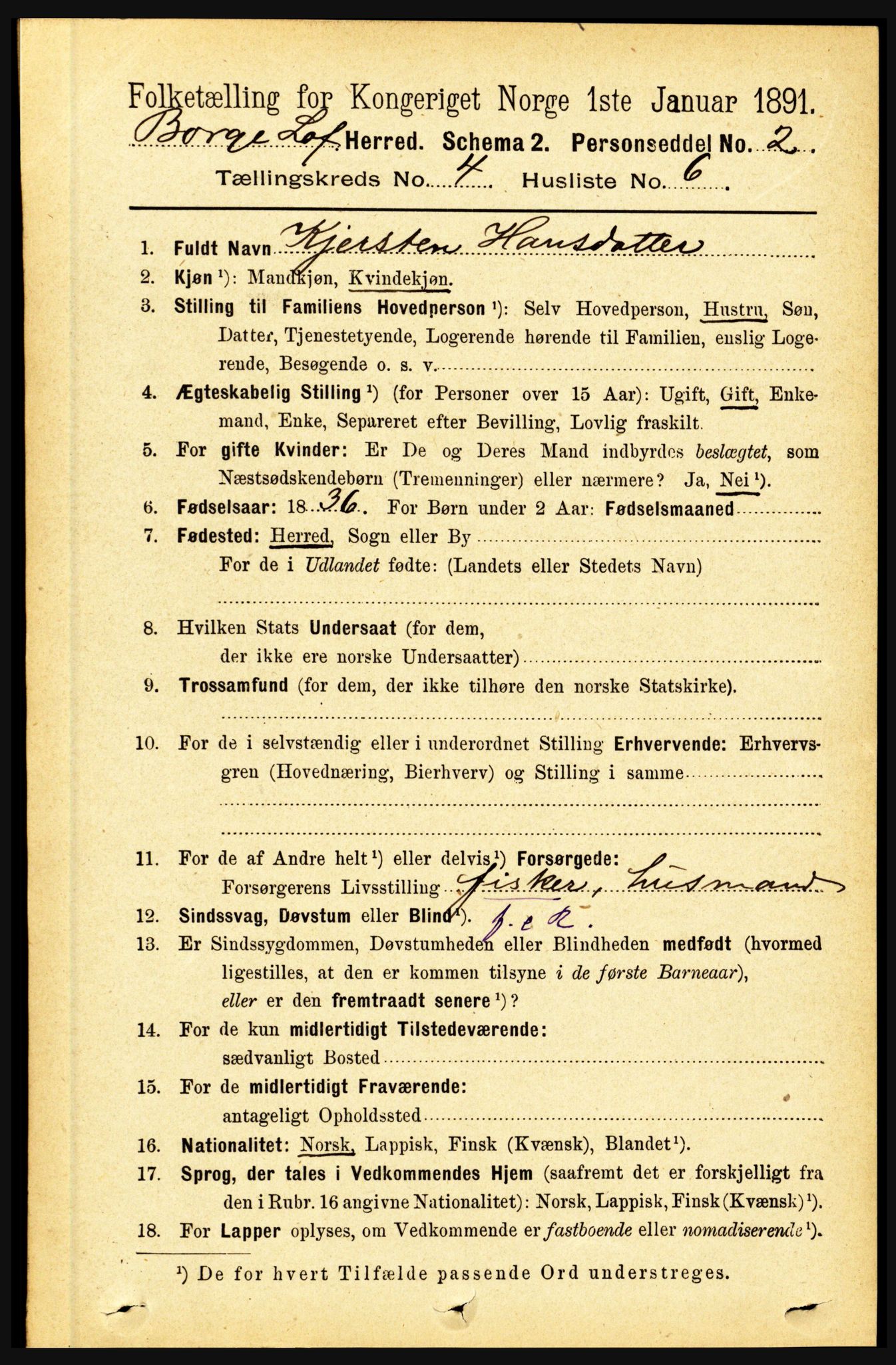 RA, 1891 census for 1862 Borge, 1891, p. 2198