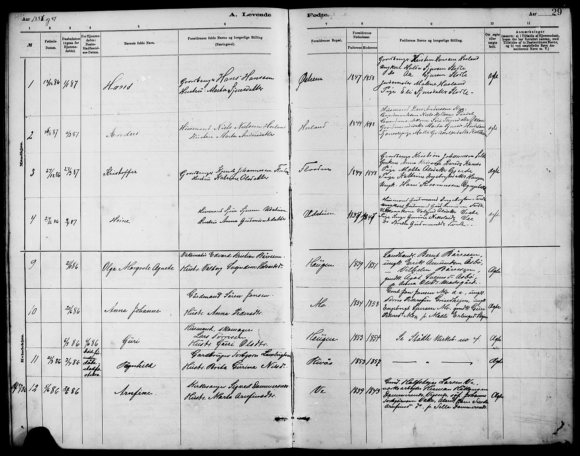 Etne sokneprestembete, SAB/A-75001/H/Hab: Parish register (copy) no. B 4, 1879-1897, p. 29