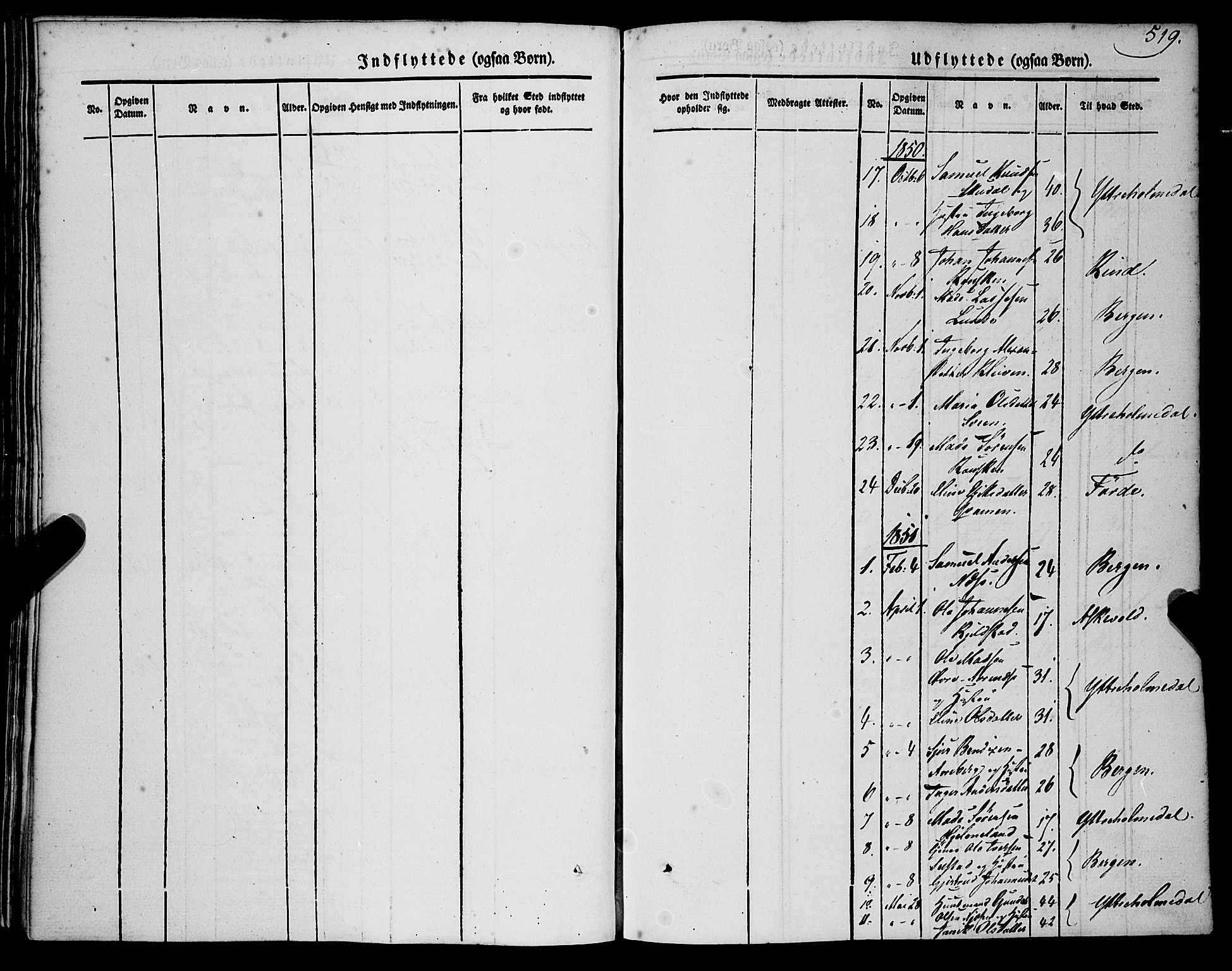 Gaular sokneprestembete, SAB/A-80001/H/Haa: Parish register (official) no. A 4II, 1841-1859, p. 519
