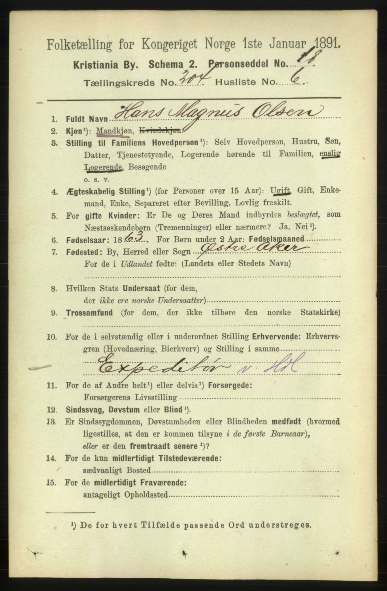 RA, 1891 census for 0301 Kristiania, 1891, p. 123311