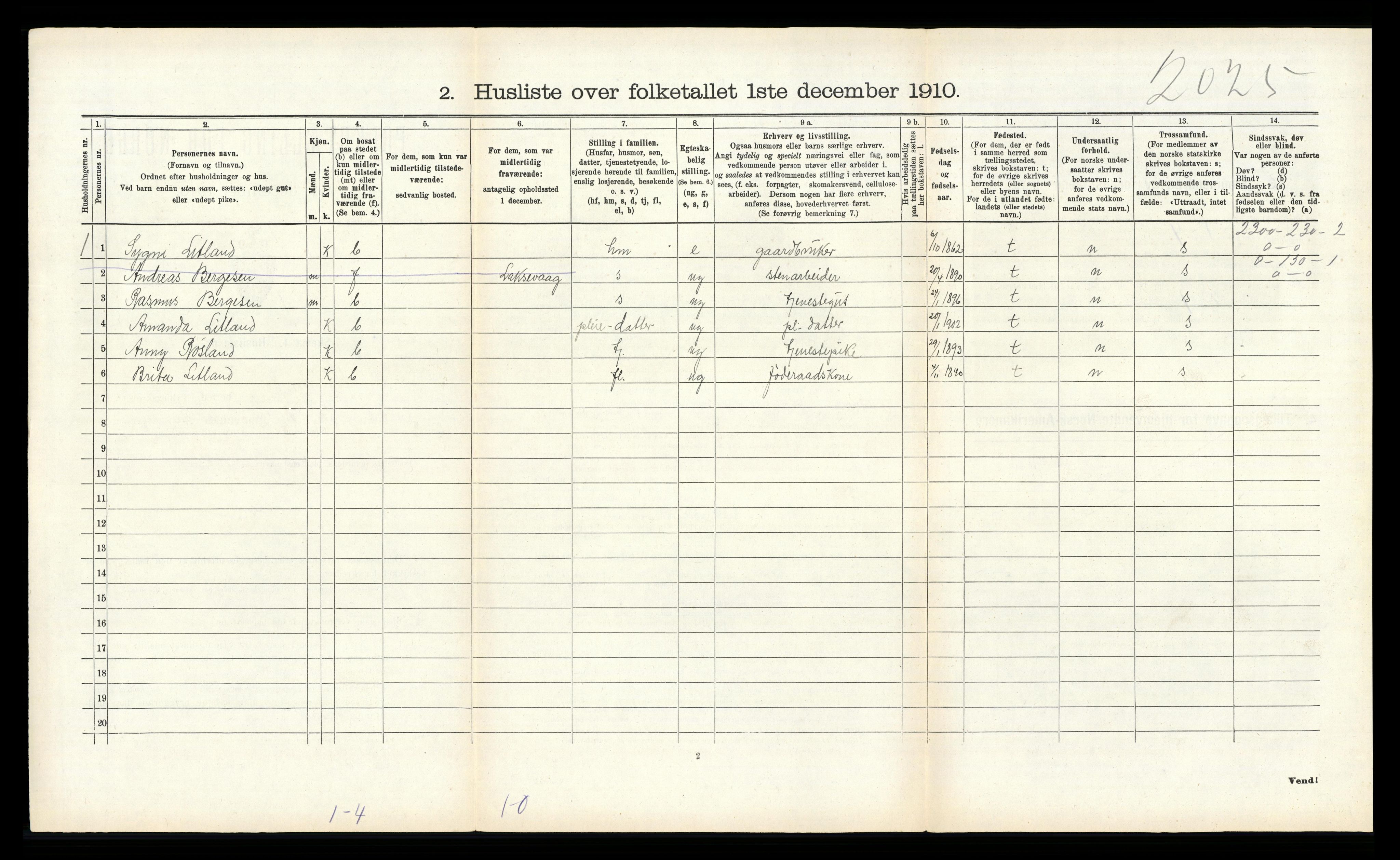 RA, 1910 census for Hosanger, 1910, p. 155