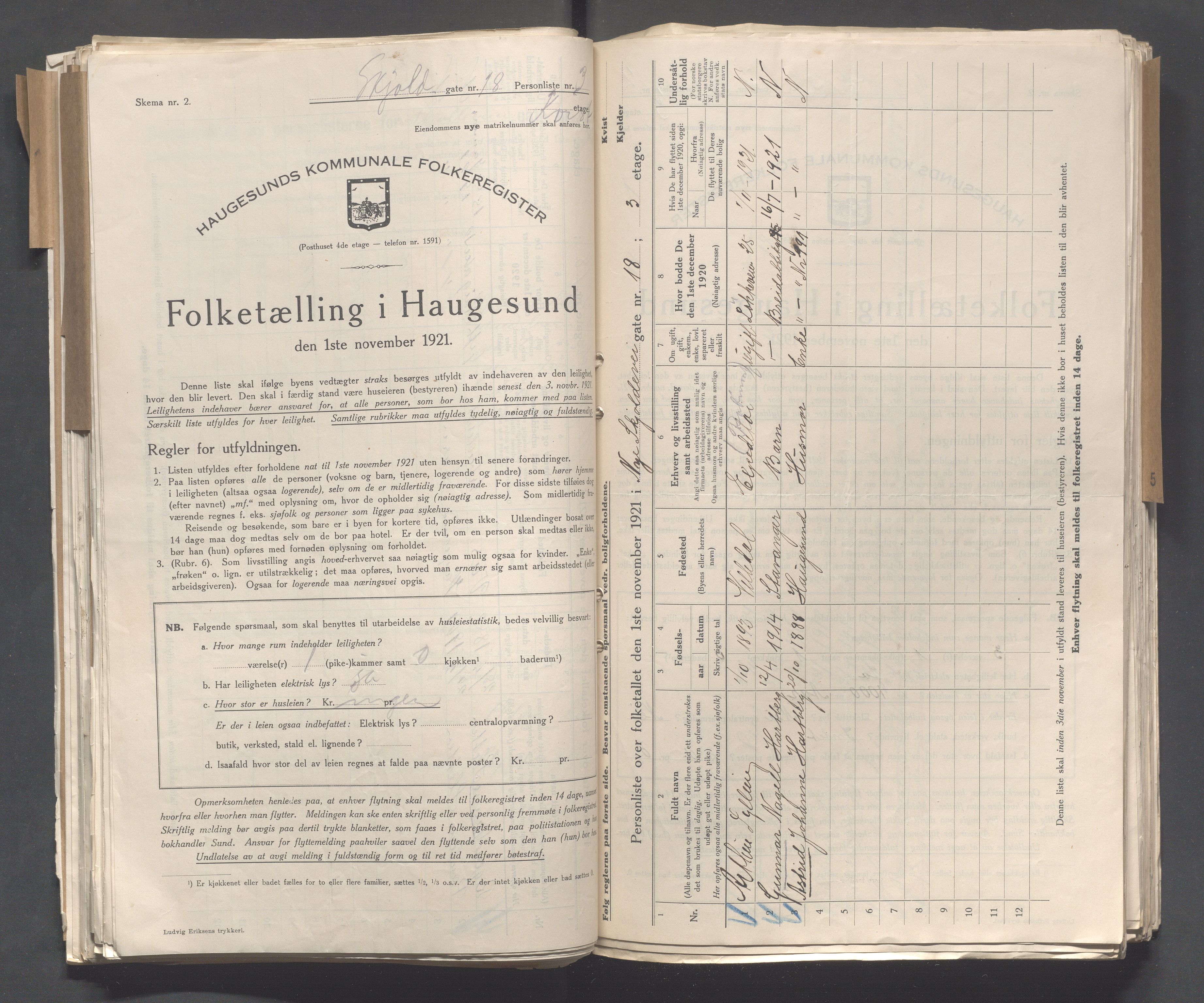 IKAR, Local census 1.11.1921 for Haugesund, 1921, p. 4016