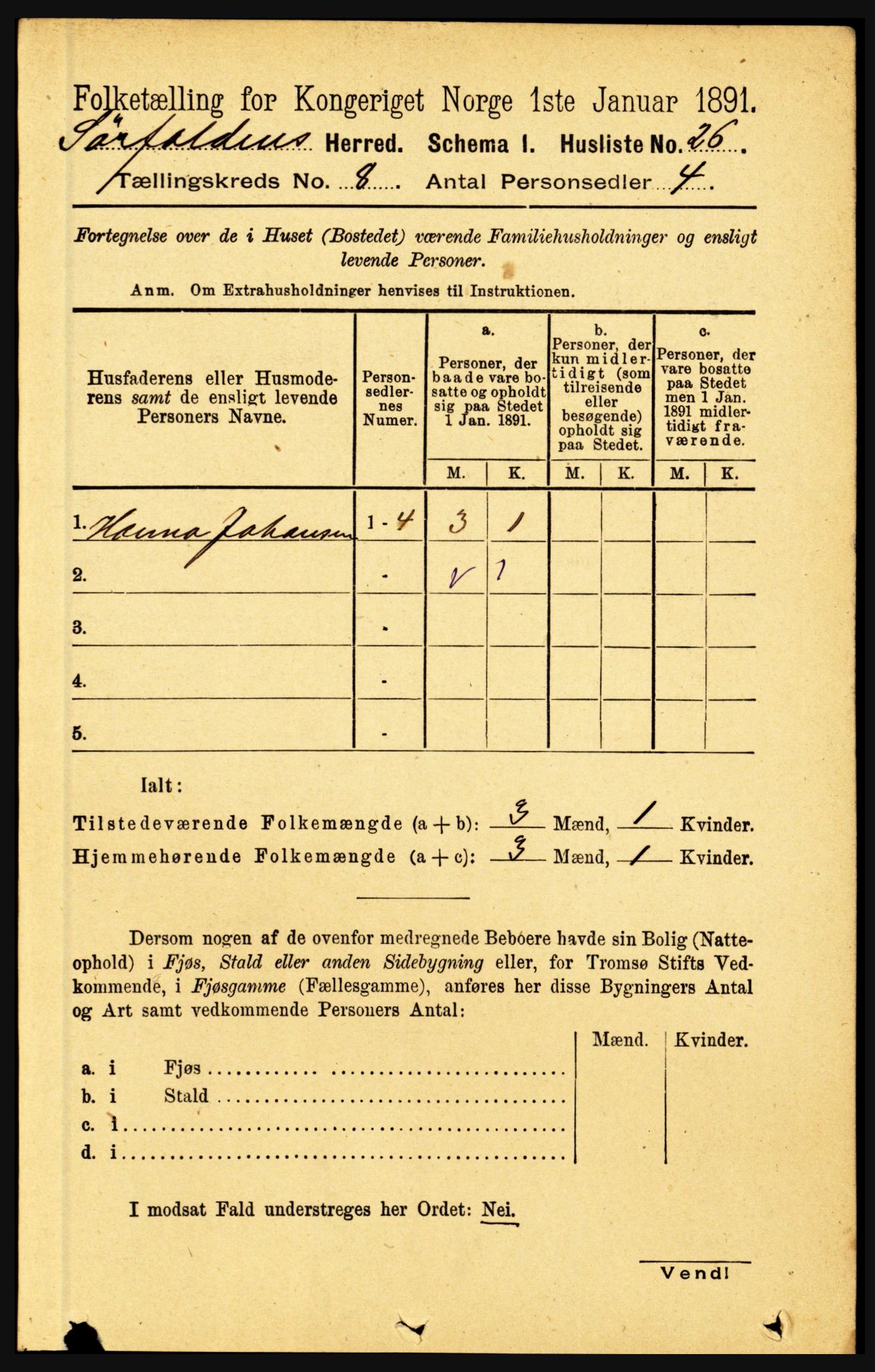 RA, 1891 census for 1845 Sørfold, 1891, p. 2548