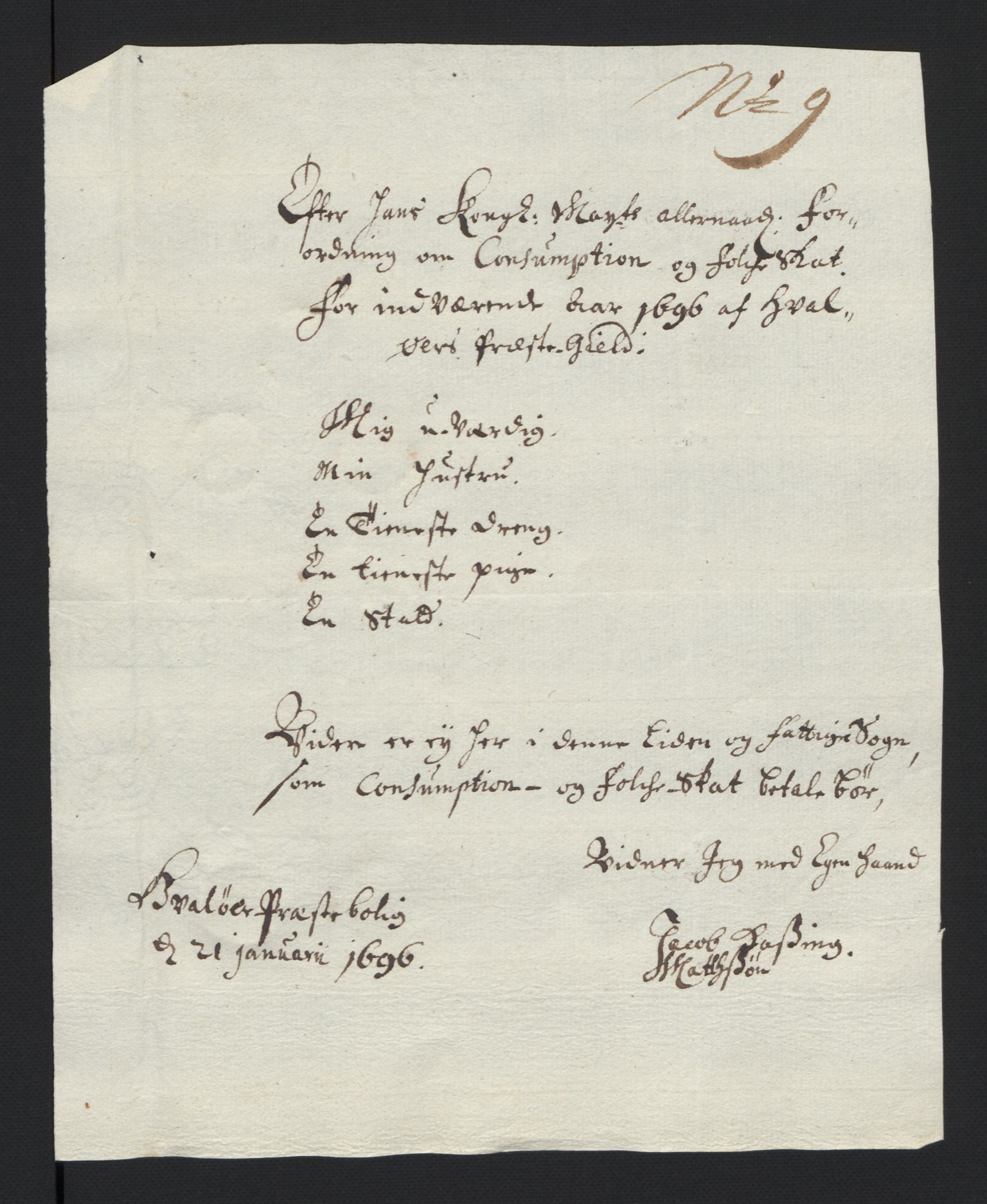 Rentekammeret inntil 1814, Reviderte regnskaper, Fogderegnskap, RA/EA-4092/R04/L0124: Fogderegnskap Moss, Onsøy, Tune, Veme og Åbygge, 1696, p. 76