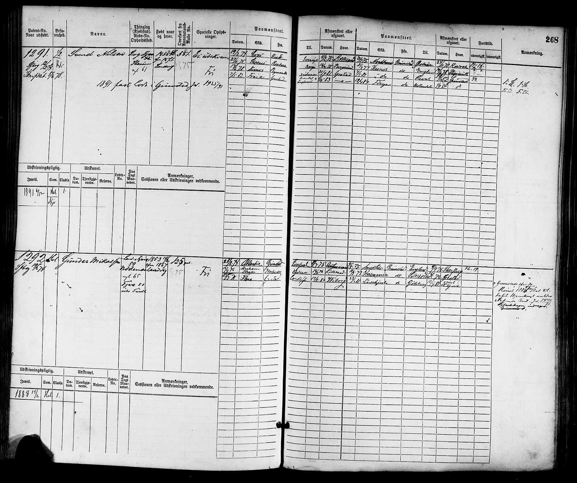 Grimstad mønstringskrets, AV/SAK-2031-0013/F/Fb/L0002: Hovedrulle nr 759-1517, F-5, 1869-1877, p. 277