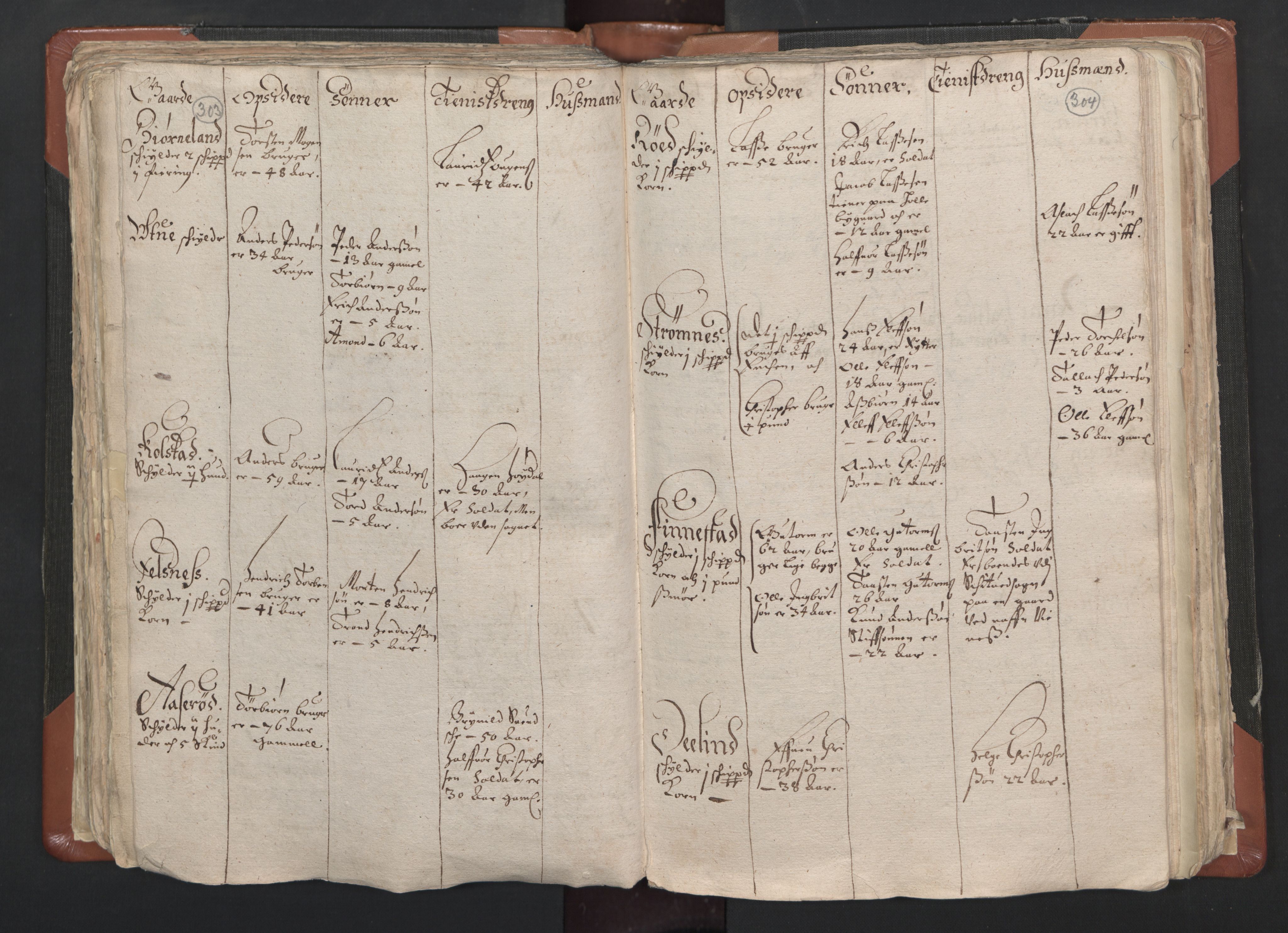 RA, Vicar's Census 1664-1666, no. 1: Nedre Borgesyssel deanery, 1664-1666, p. 303-304