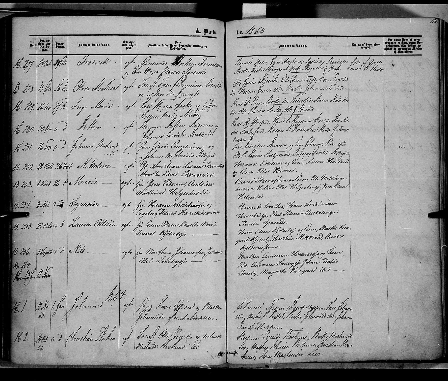 Østre Toten prestekontor, SAH/PREST-104/H/Ha/Haa/L0004: Parish register (official) no. 4, 1857-1865, p. 112