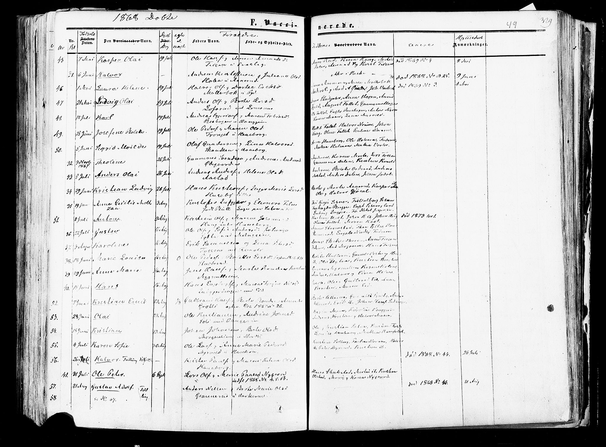 Aurskog prestekontor Kirkebøker, AV/SAO-A-10304a/F/Fa/L0007: Parish register (official) no. I 7, 1854-1877, p. 329