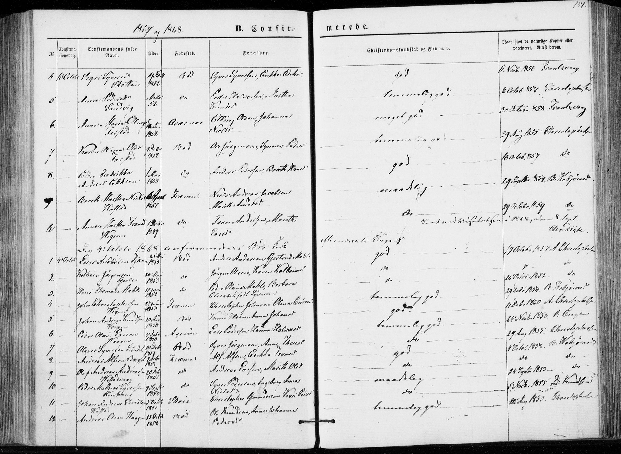 Ministerialprotokoller, klokkerbøker og fødselsregistre - Møre og Romsdal, AV/SAT-A-1454/566/L0767: Parish register (official) no. 566A06, 1852-1868, p. 151