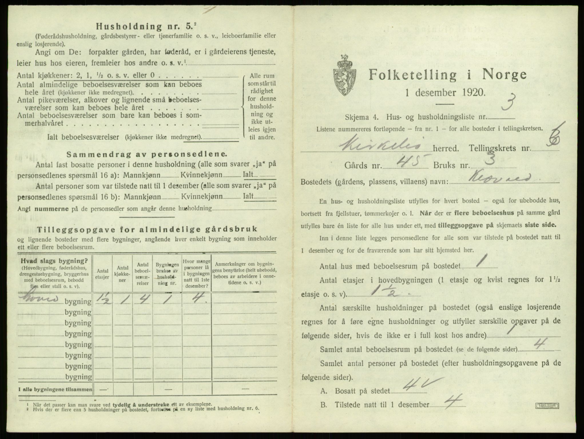 SAB, 1920 census for Kyrkjebø, 1920, p. 406