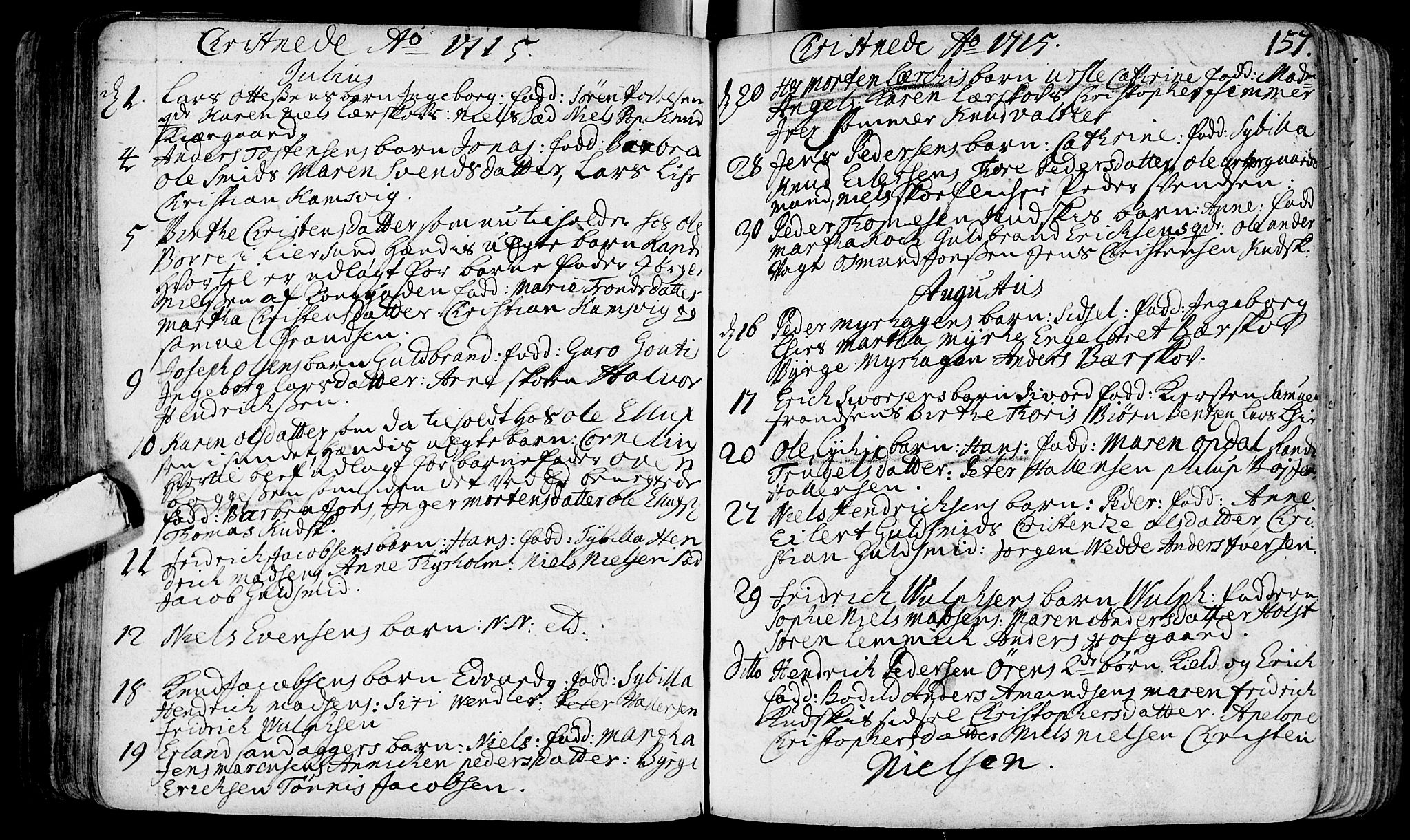 Bragernes kirkebøker, AV/SAKO-A-6/F/Fa/L0003: Parish register (official) no. I 3, 1706-1734, p. 157