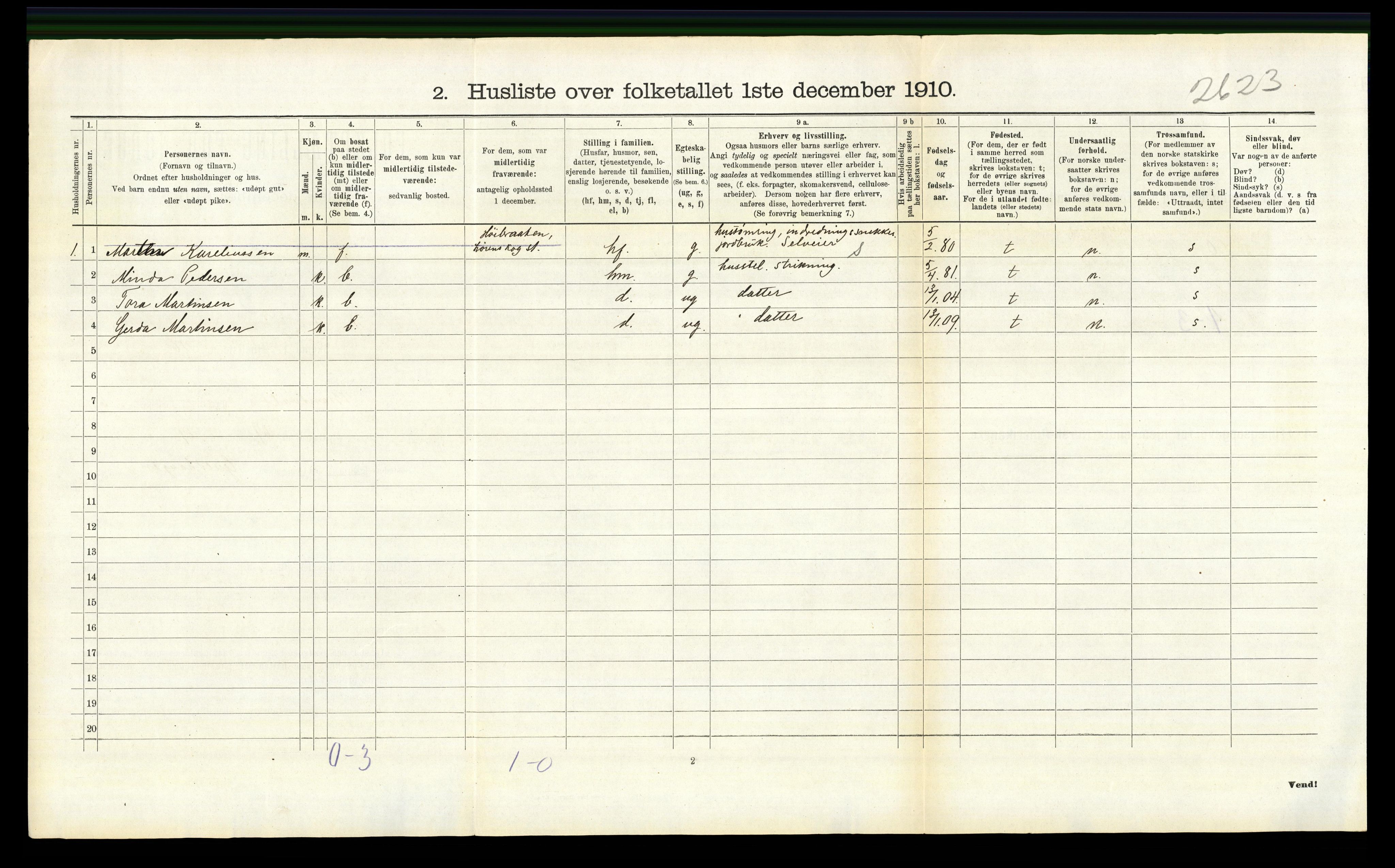 RA, 1910 census for Brandval, 1910, p. 986