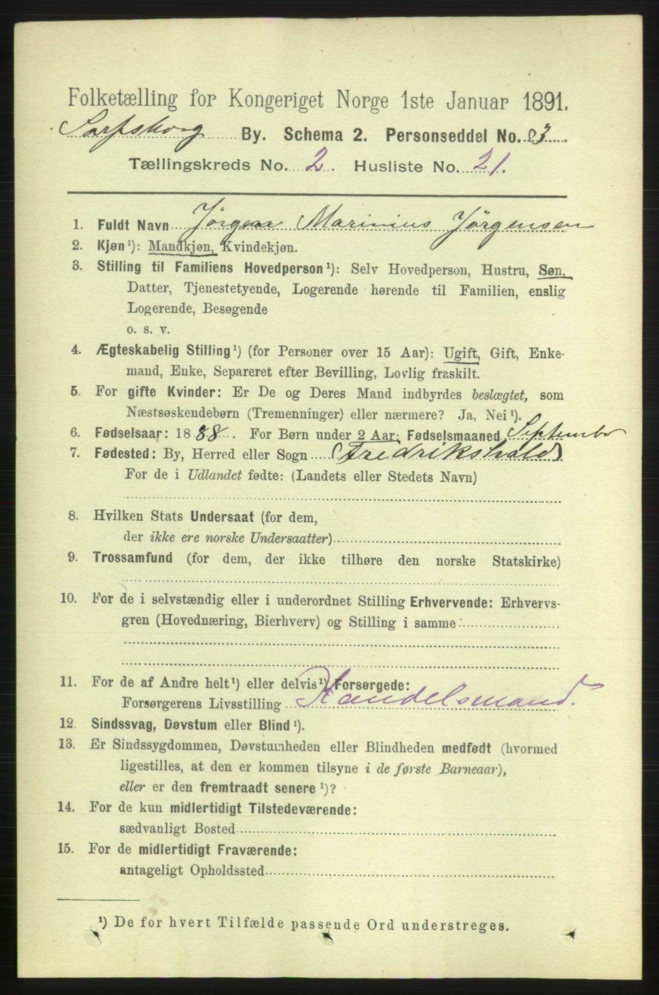 RA, 1891 census for 0102 Sarpsborg, 1891, p. 1462