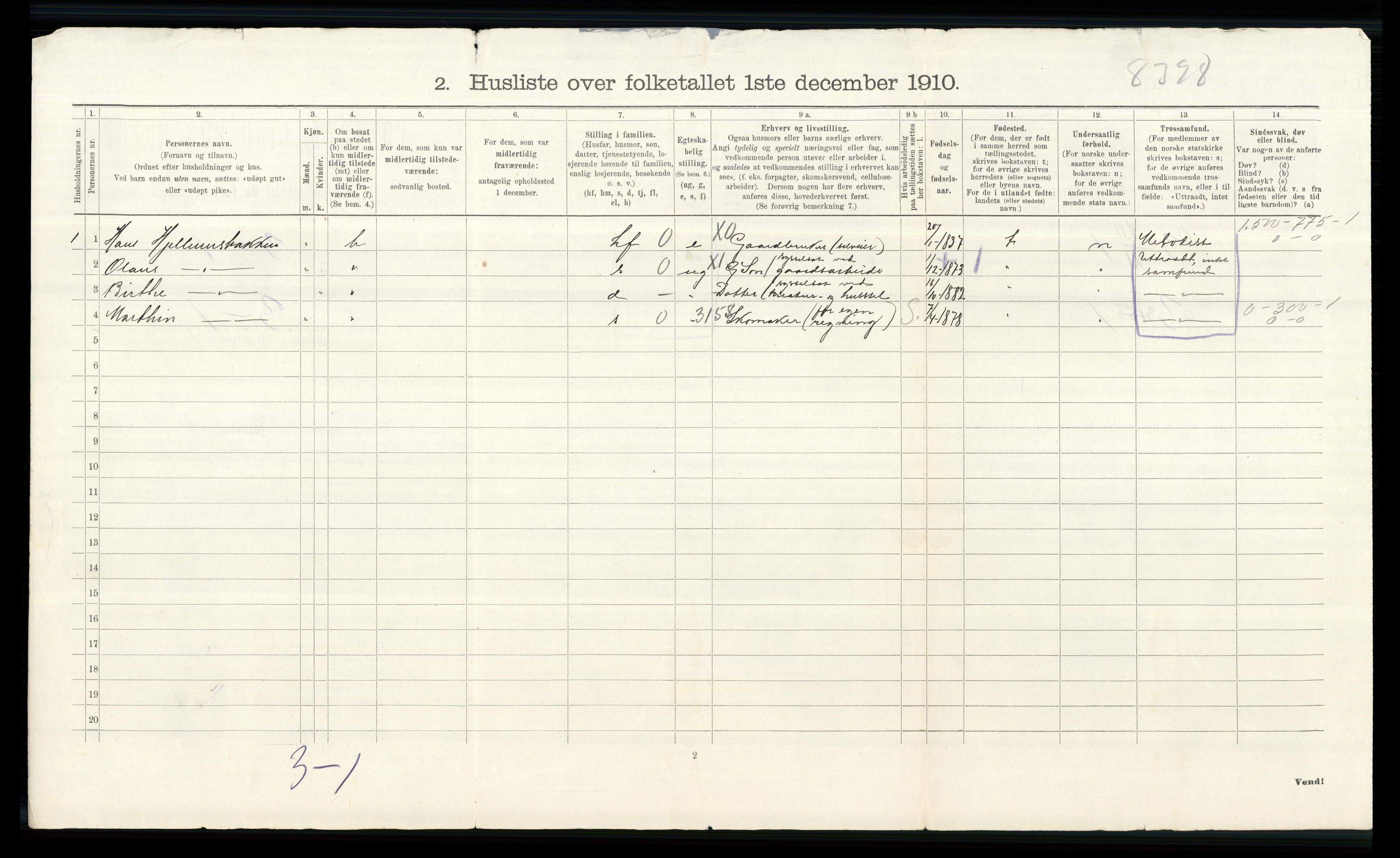 RA, 1910 census for Furnes, 1910, p. 741