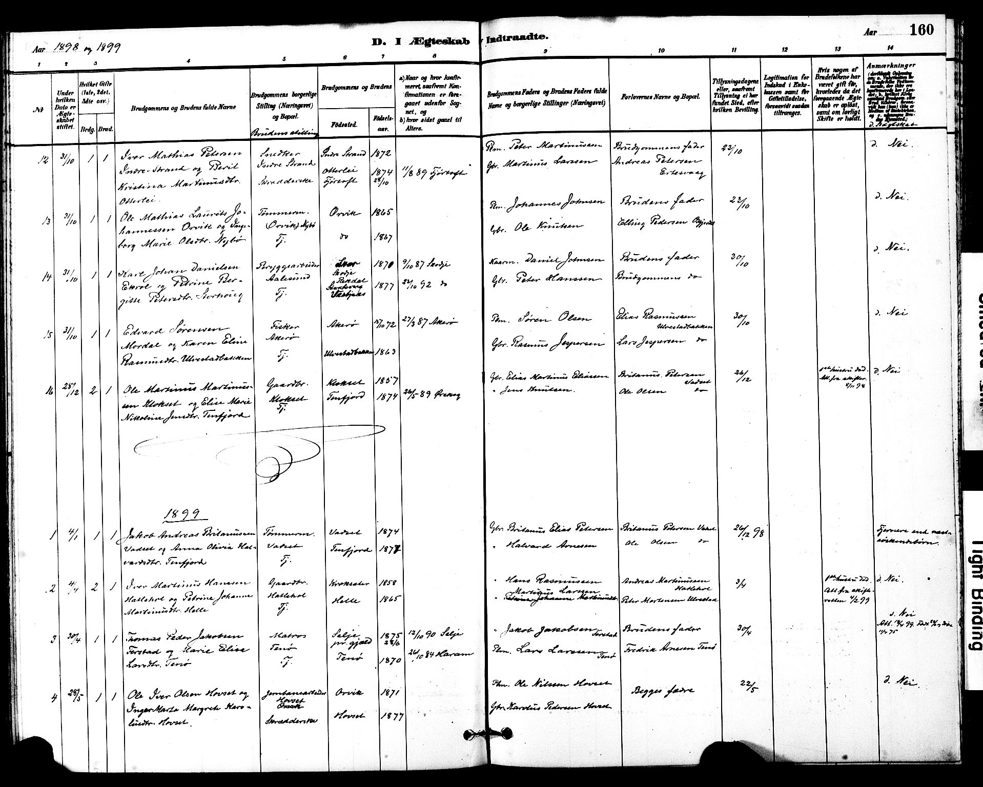 Ministerialprotokoller, klokkerbøker og fødselsregistre - Møre og Romsdal, SAT/A-1454/525/L0374: Parish register (official) no. 525A04, 1880-1899, p. 160