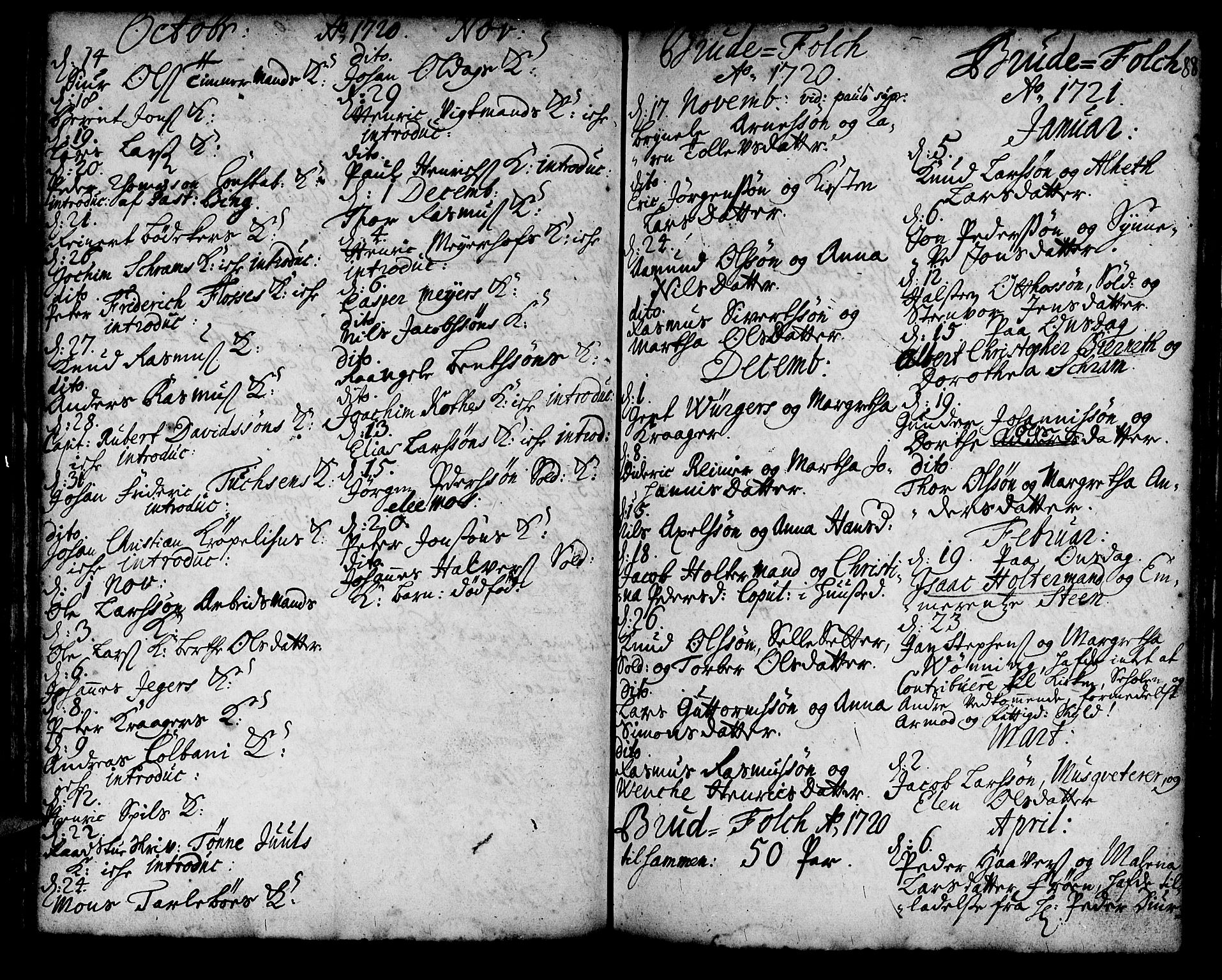 Korskirken sokneprestembete, SAB/A-76101/H/Haa/L0008: Parish register (official) no. A 8, 1698-1747, p. 88