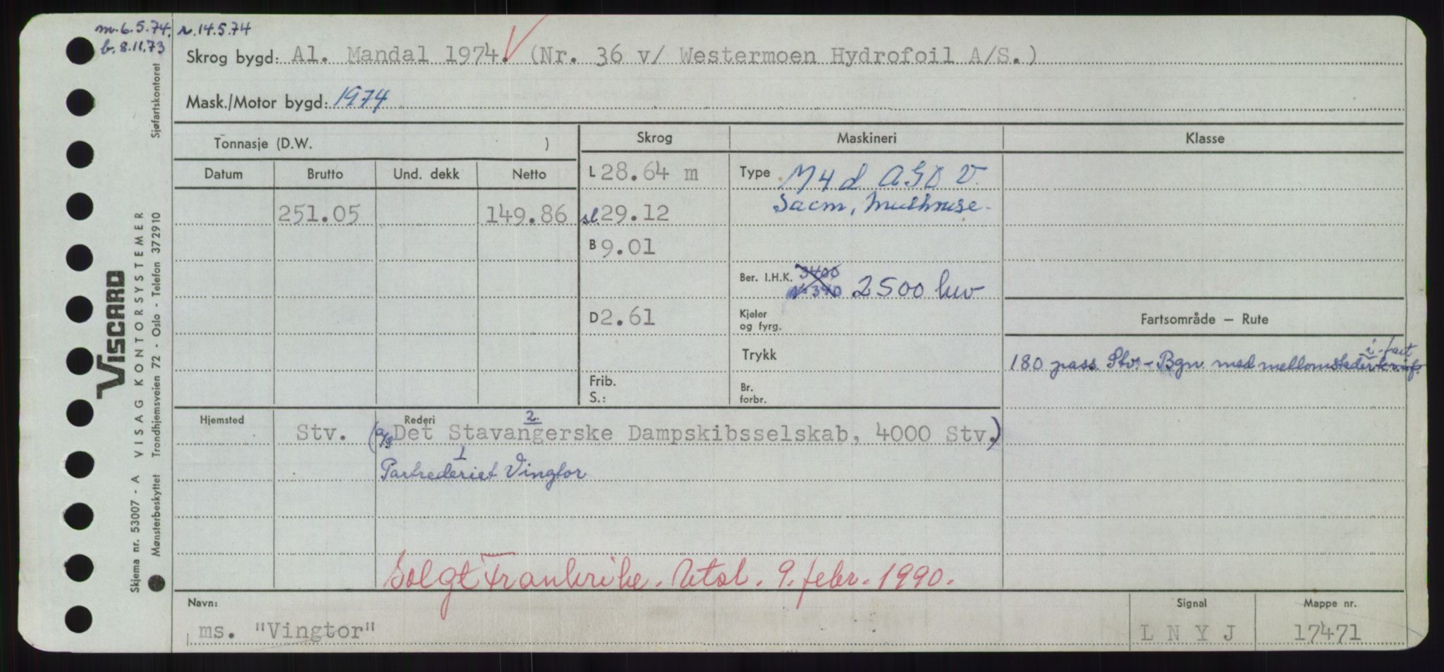 Sjøfartsdirektoratet med forløpere, Skipsmålingen, RA/S-1627/H/Hd/L0042: Fartøy, Vi-We, p. 9