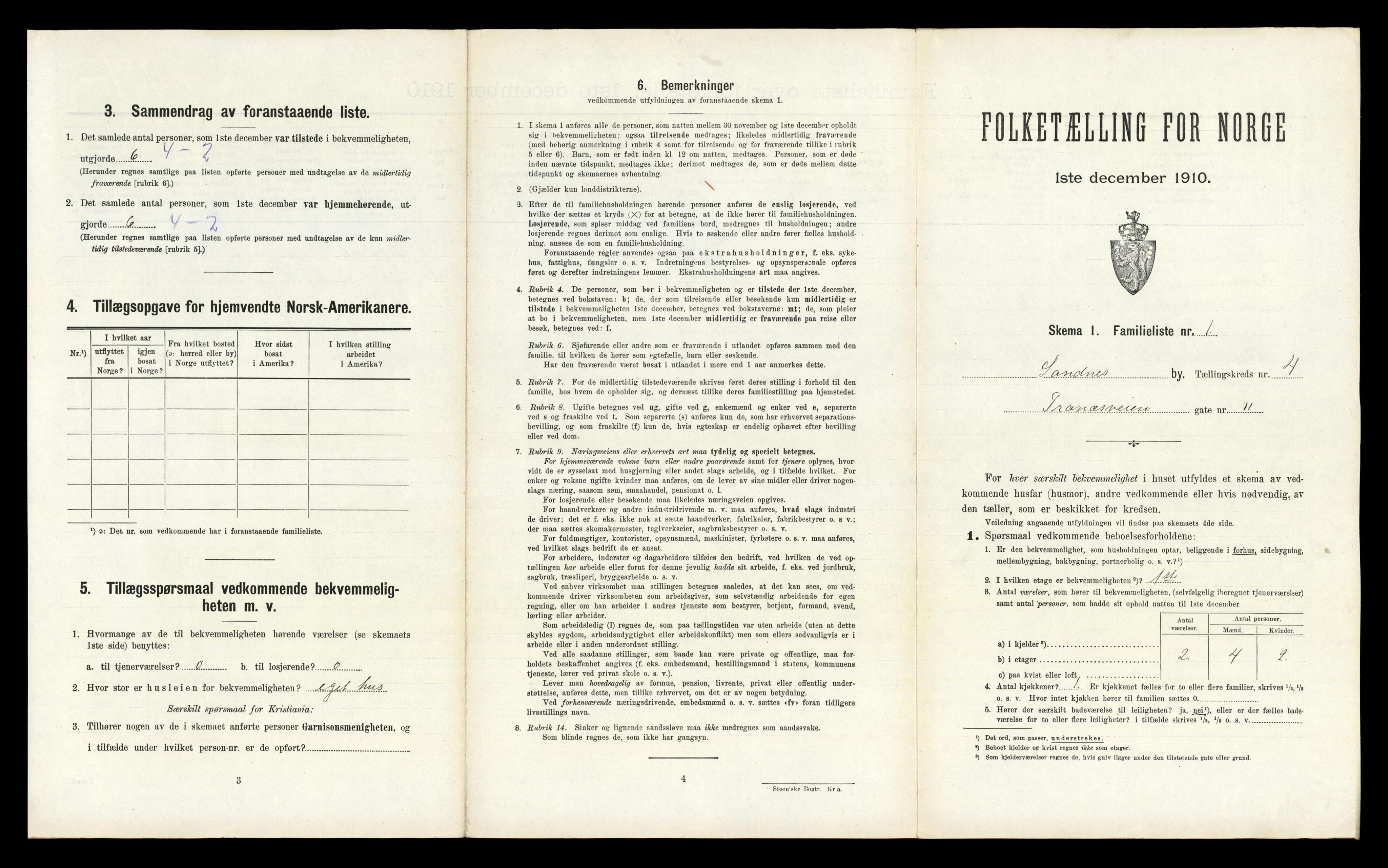 RA, 1910 census for Sandnes, 1910, p. 530