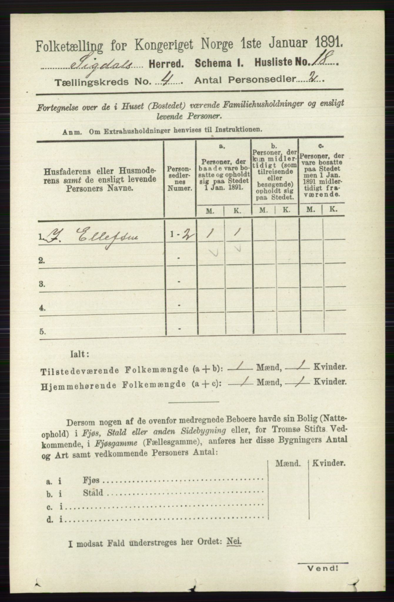 RA, 1891 census for 0621 Sigdal, 1891, p. 1634