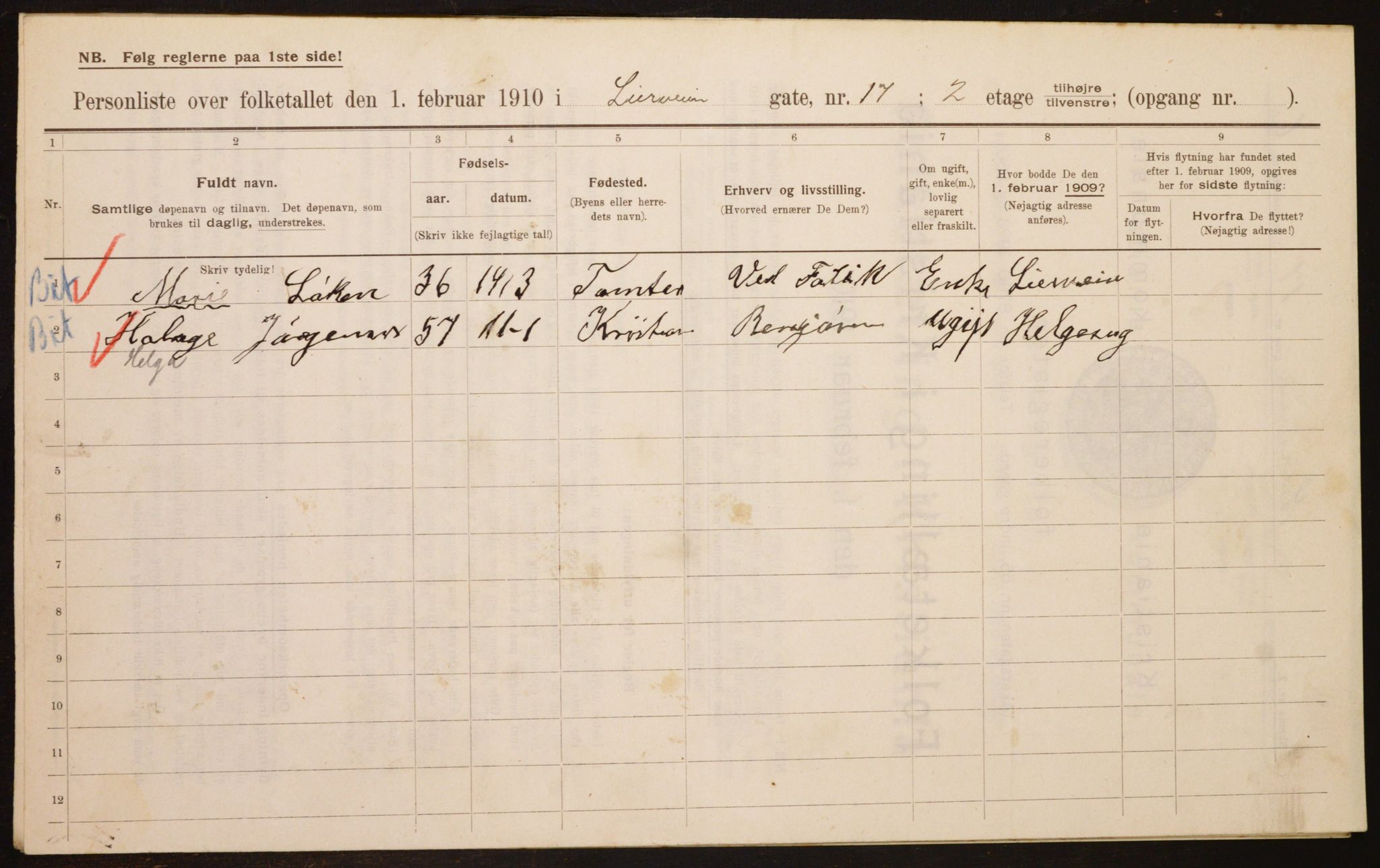 OBA, Municipal Census 1910 for Kristiania, 1910, p. 55547