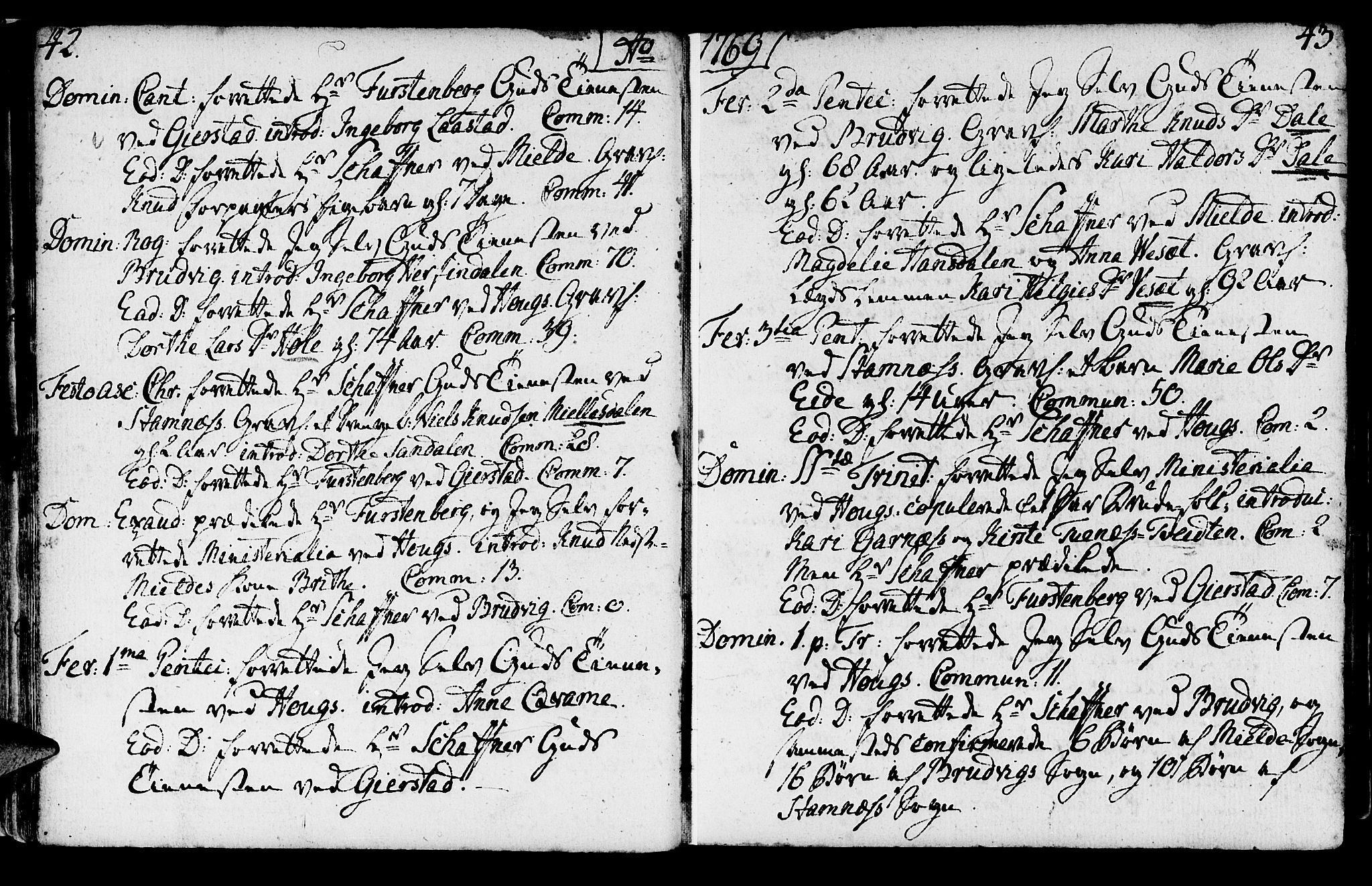 Haus sokneprestembete, AV/SAB-A-75601/H/Haa: Parish register (official) no. A 9, 1767-1781, p. 42-43