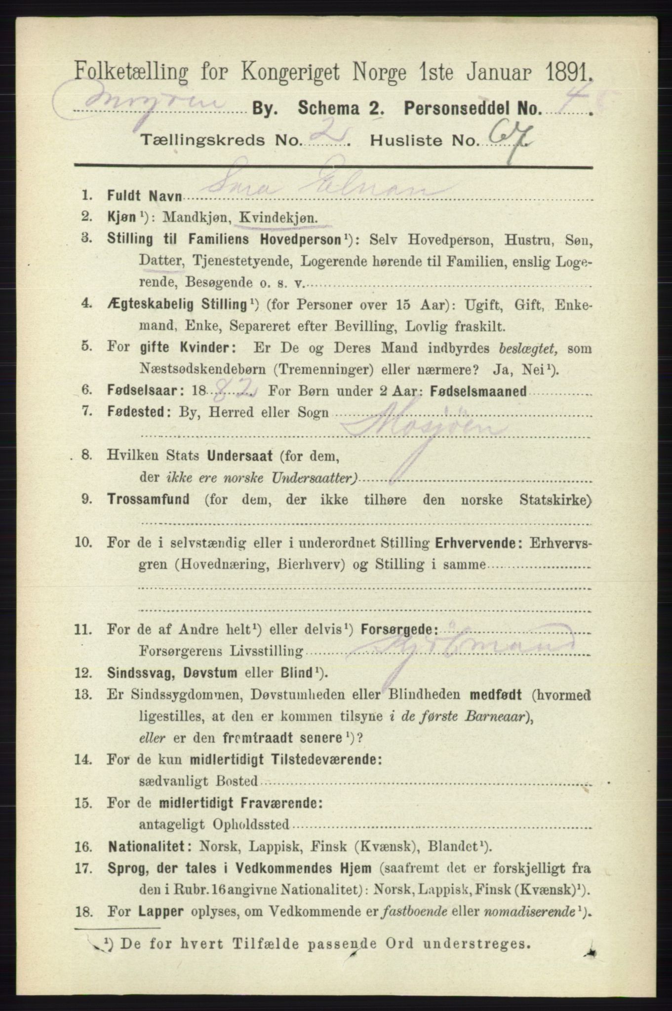 RA, 1891 census for 1802 Mosjøen, 1891, p. 1122