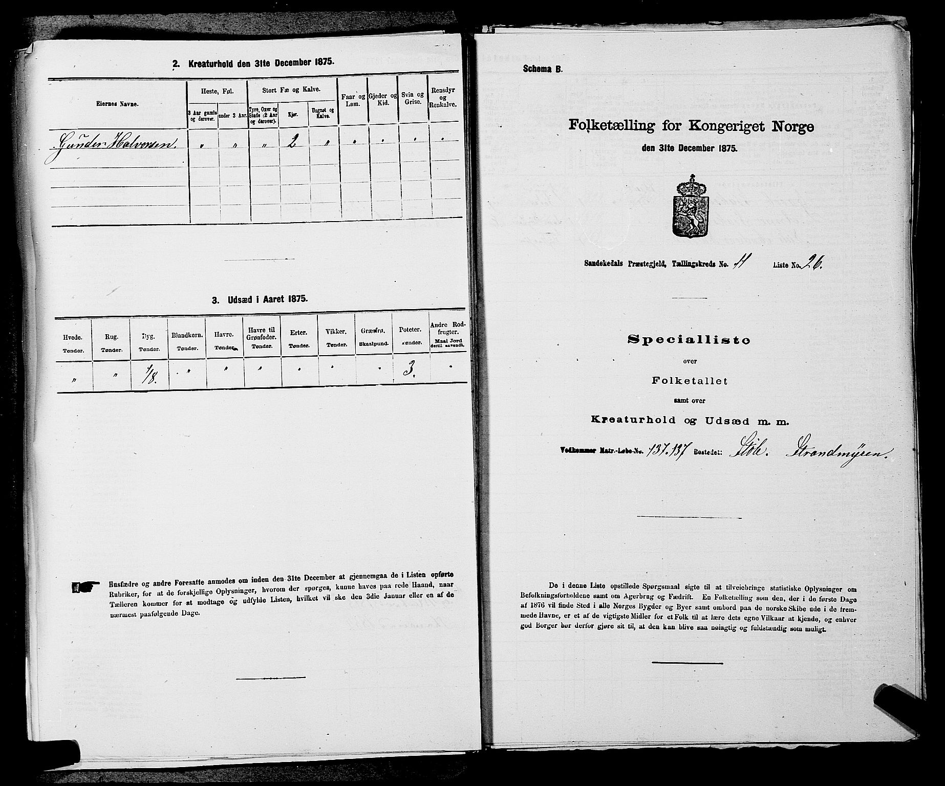 SAKO, 1875 census for 0816P Sannidal, 1875, p. 797