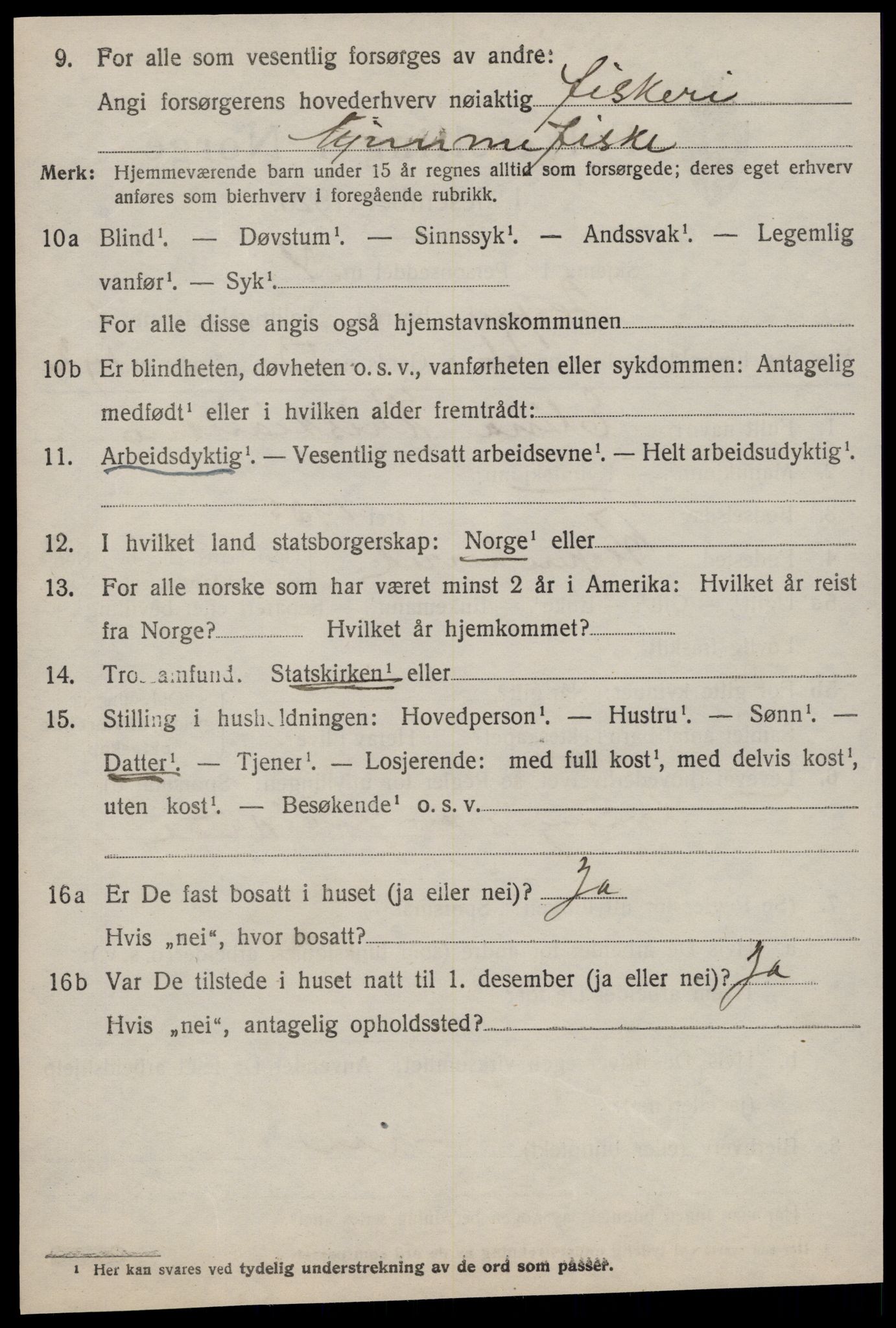 SAT, 1920 census for Hopen, 1920, p. 1265