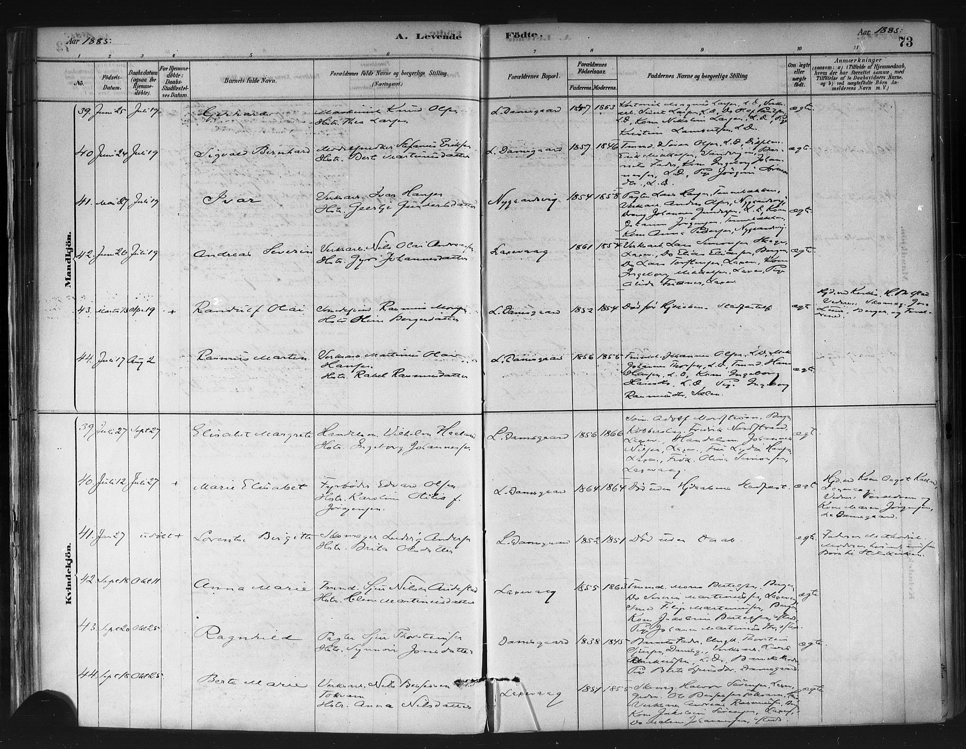 Askøy Sokneprestembete, AV/SAB-A-74101/H/Ha/Haa/Haae/L0002: Parish register (official) no. E 2, 1878-1891, p. 73