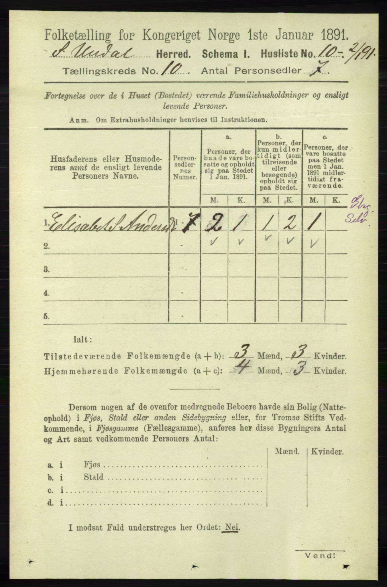 RA, 1891 census for 1029 Sør-Audnedal, 1891, p. 4292