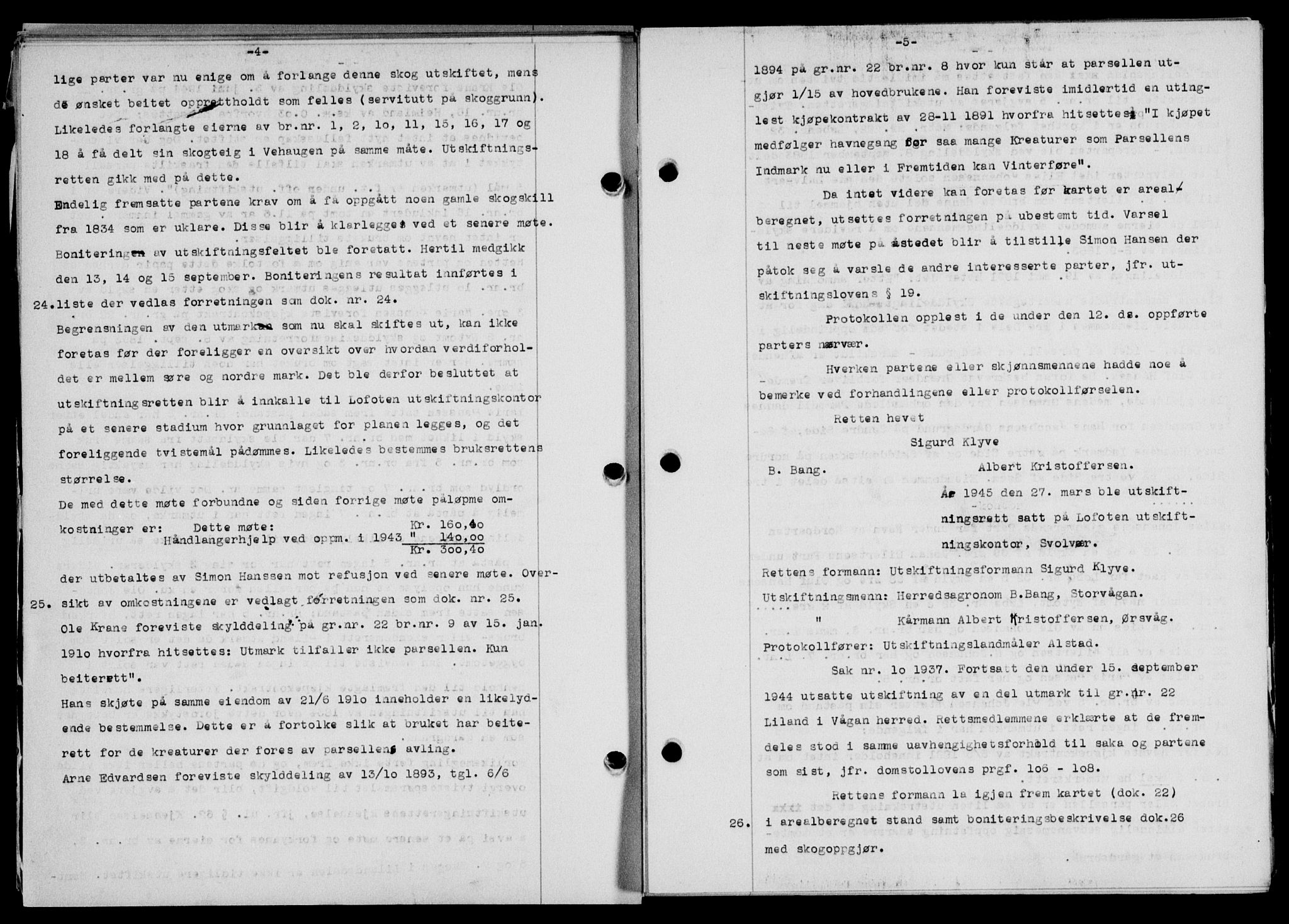 Lofoten sorenskriveri, SAT/A-0017/1/2/2C/L0013a: Mortgage book no. 13a, 1944-1946, Diary no: : 1104/1945