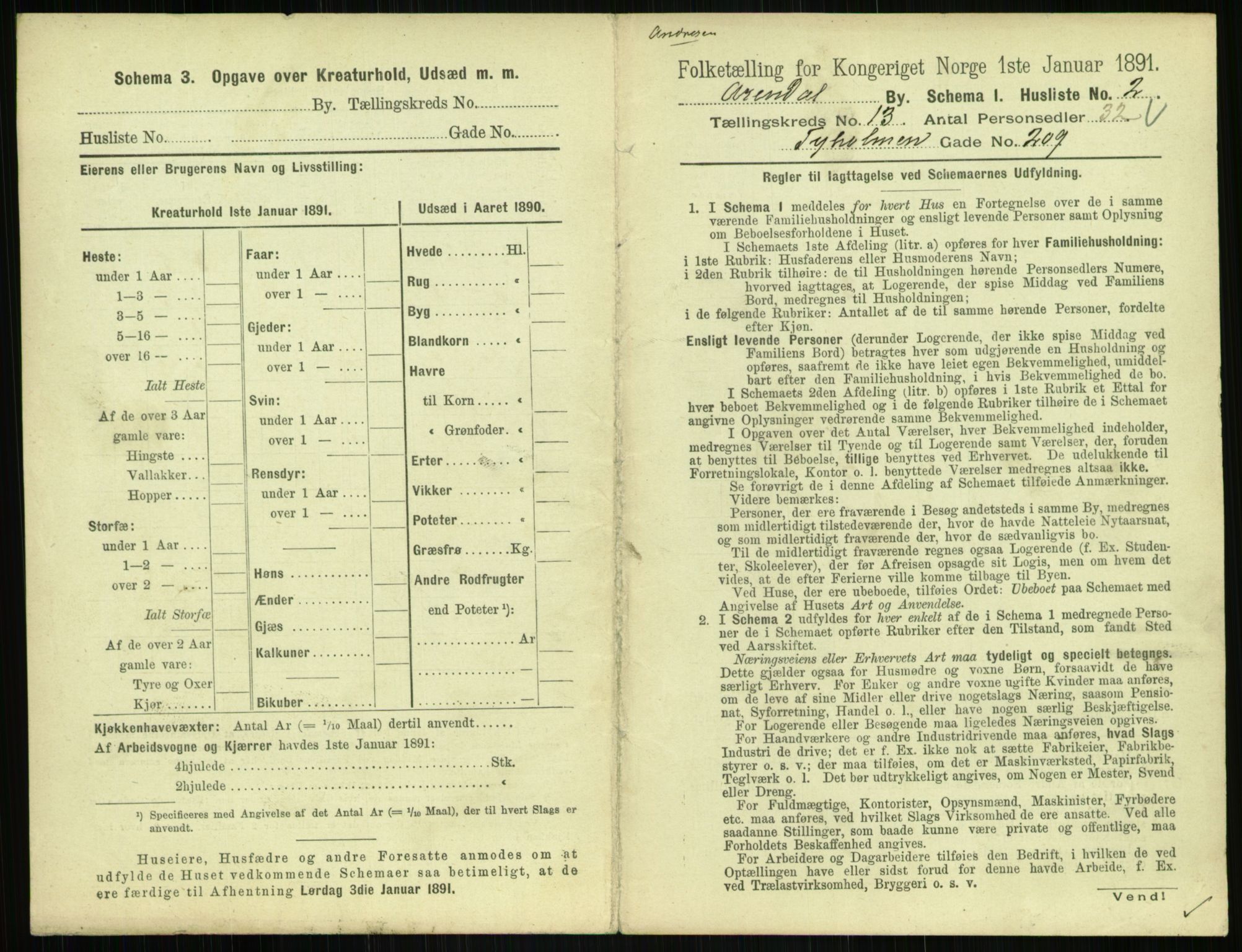 RA, 1891 census for 0903 Arendal, 1891, p. 672