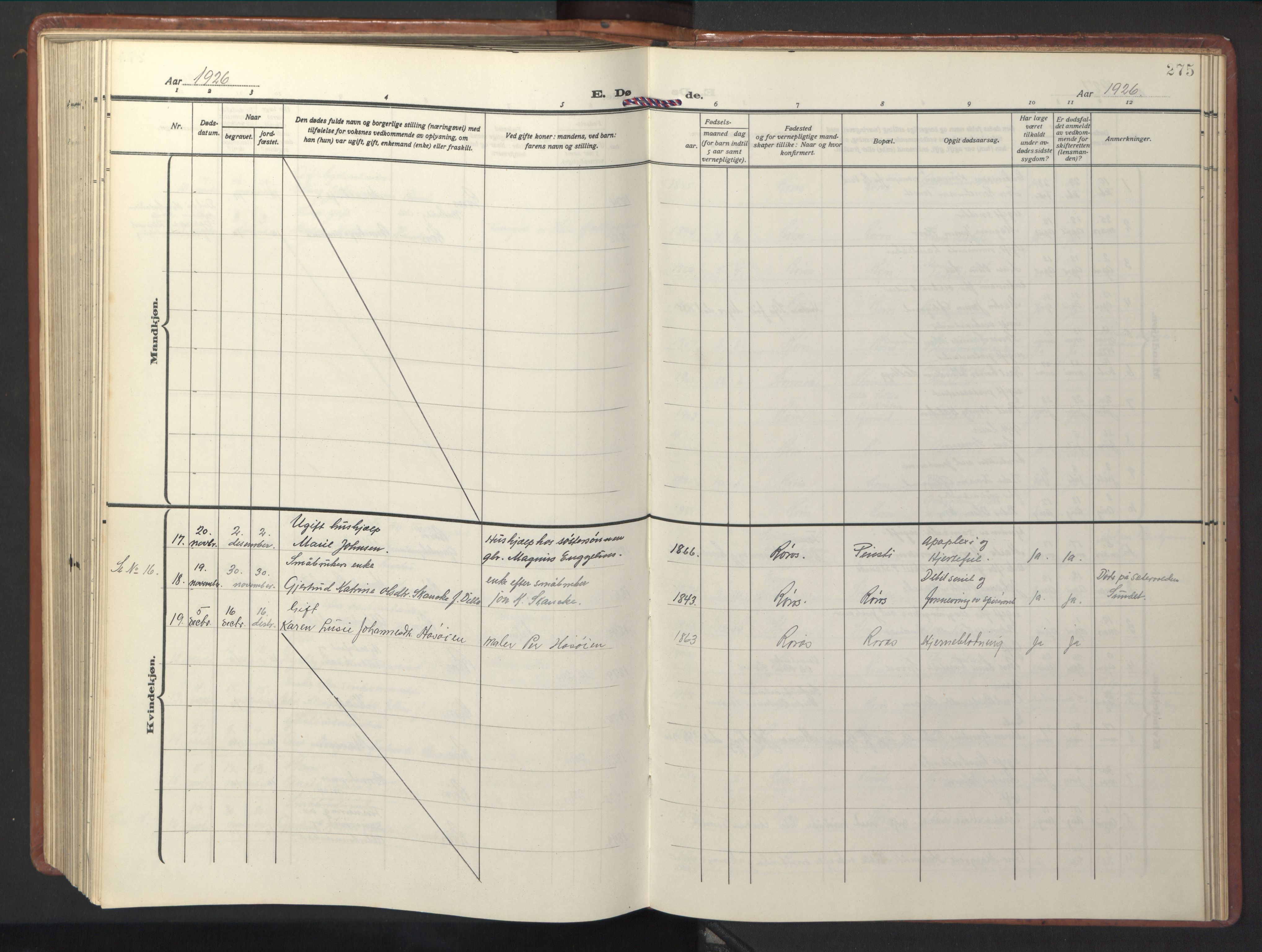 Ministerialprotokoller, klokkerbøker og fødselsregistre - Sør-Trøndelag, SAT/A-1456/681/L0943: Parish register (copy) no. 681C07, 1926-1954, p. 275