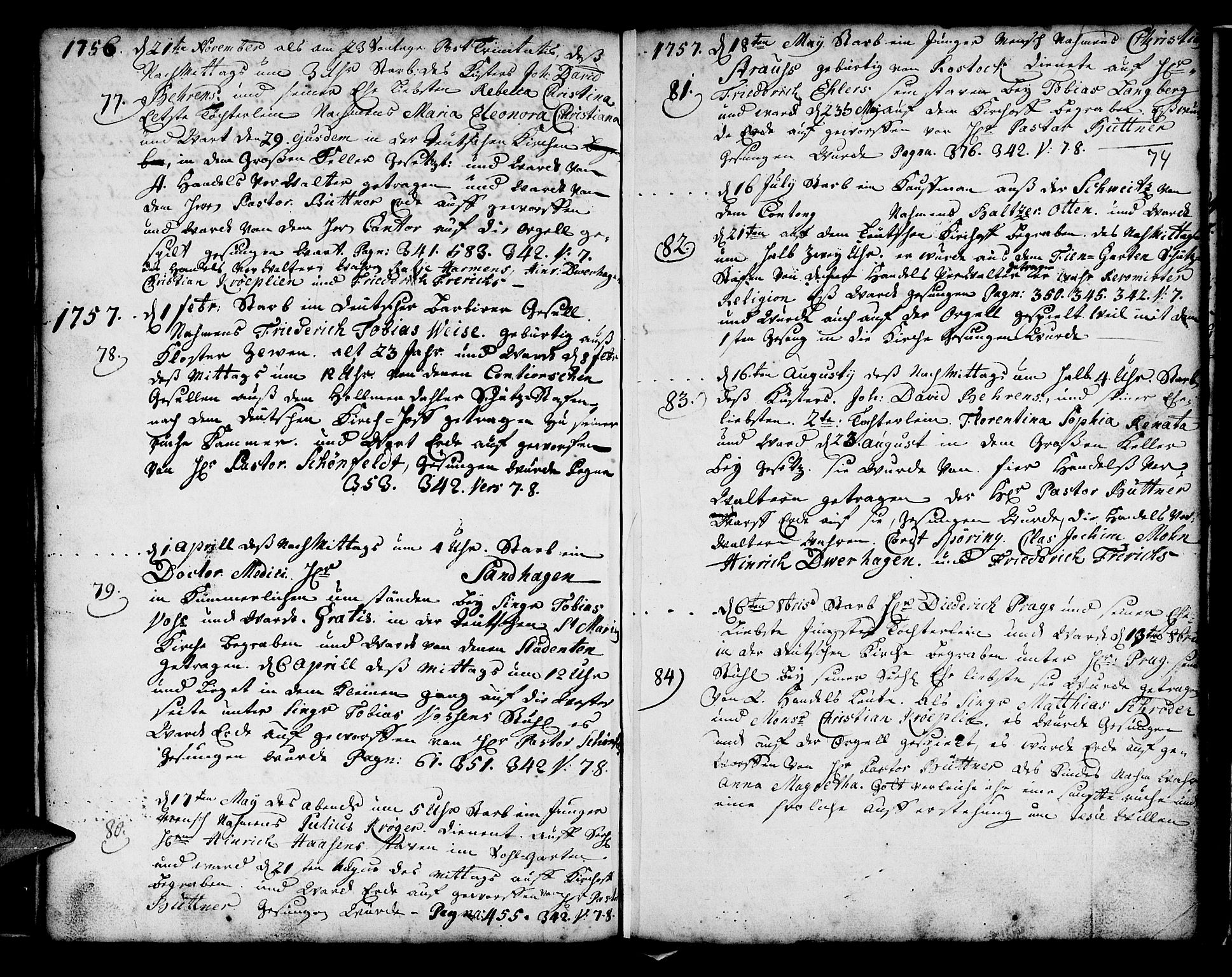 Mariakirken Sokneprestembete, SAB/A-76901/H/Haa/L0001: Parish register (official) no. A 1, 1740-1784, p. 74